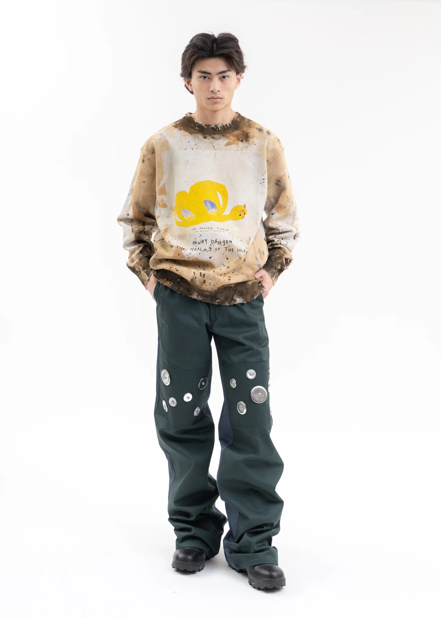 Green X Blue KIDILL × Dickies Metal Badges Pants - Image 7
