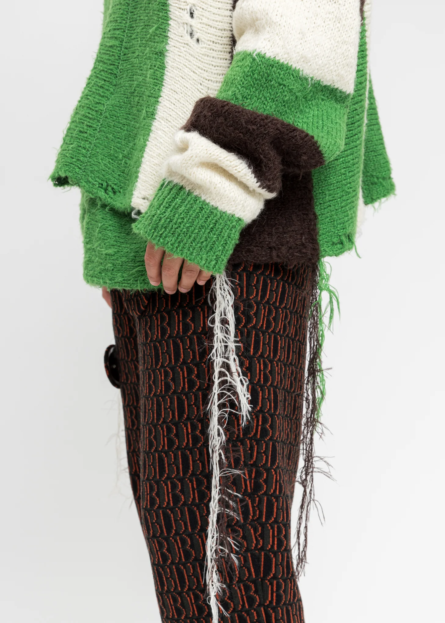 Green Zip Up Stripe Cardigan - Image 3