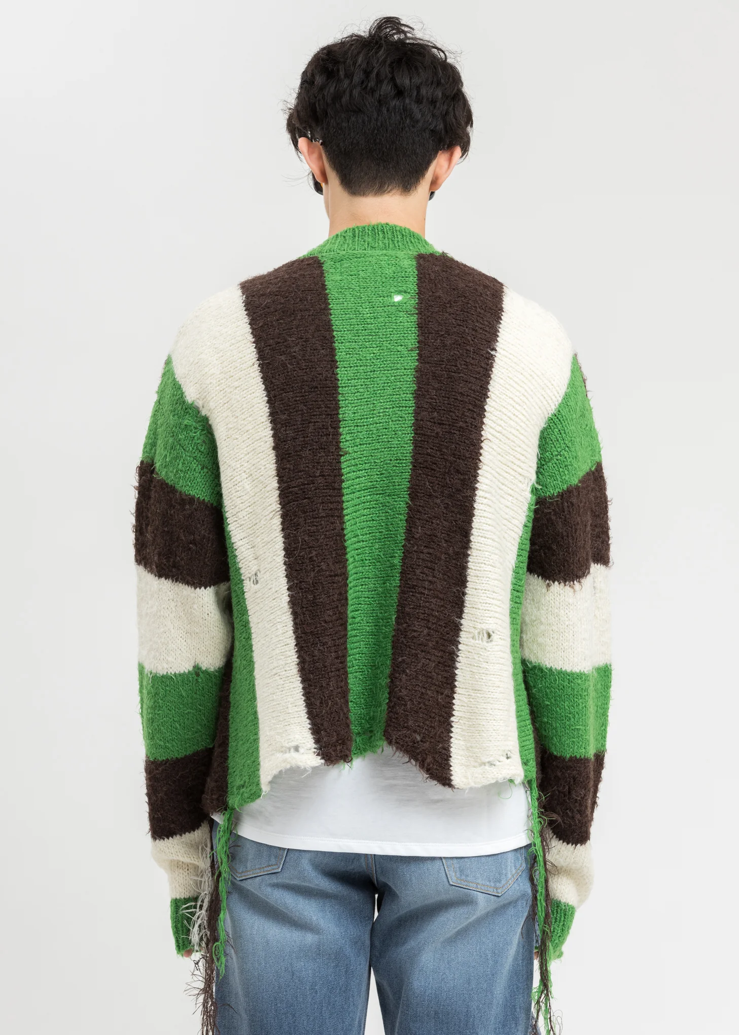 Green Zip Up Stripe Cardigan - Image 5