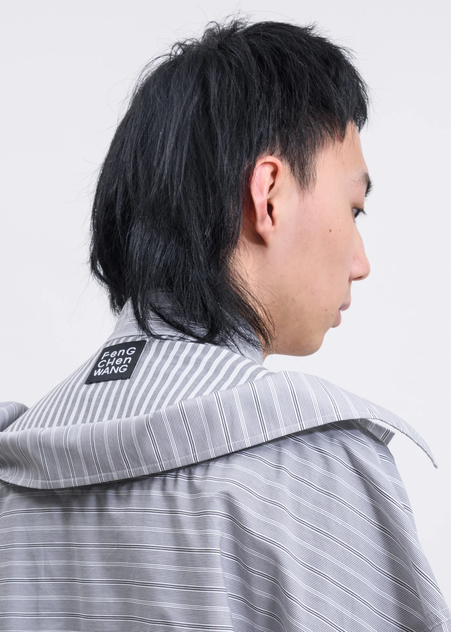 Grey 2-In-1 Draped Stripe Shirt - Image 4