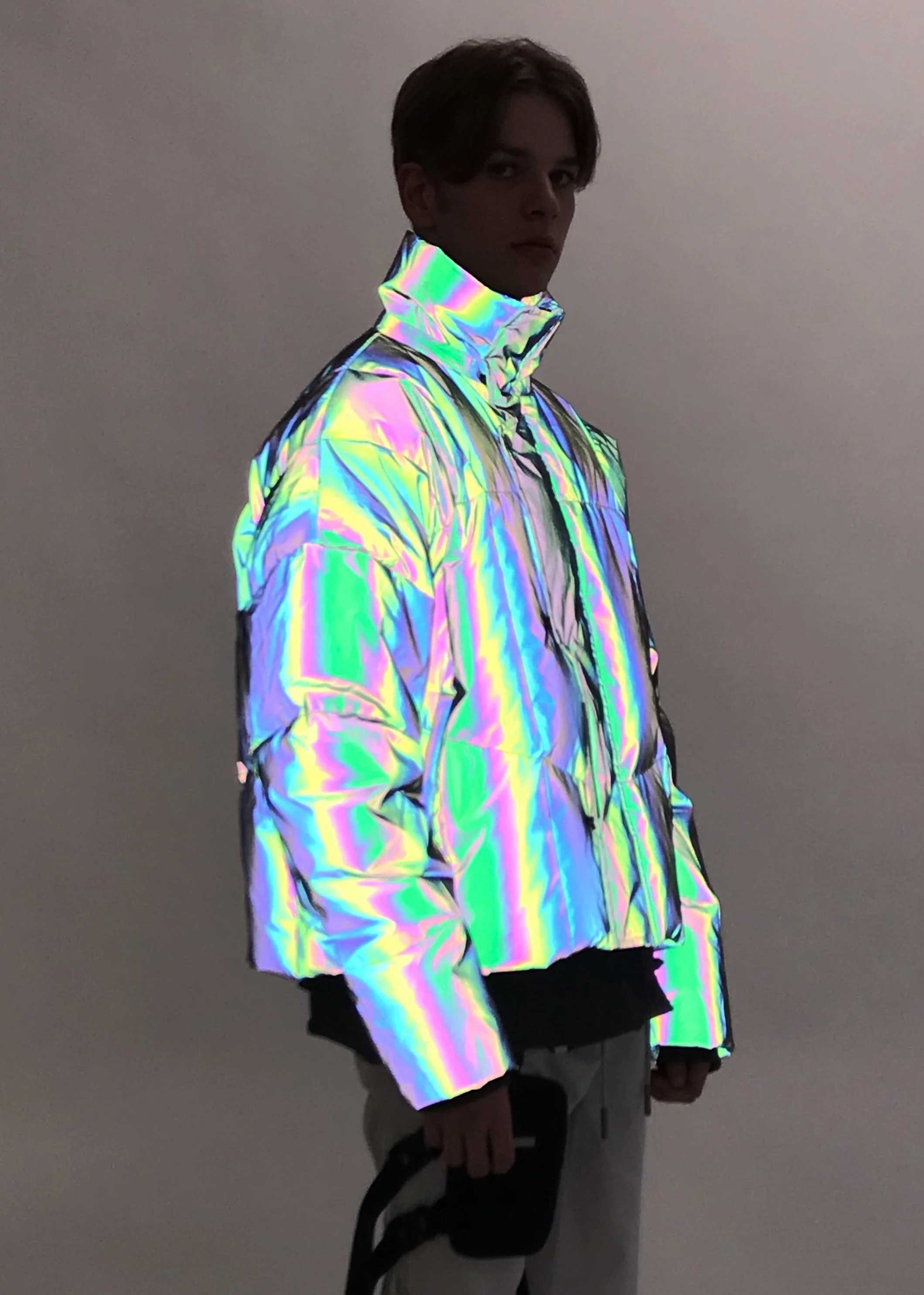 Grey 3M Reflective Hooded Down Jacket - Image 2