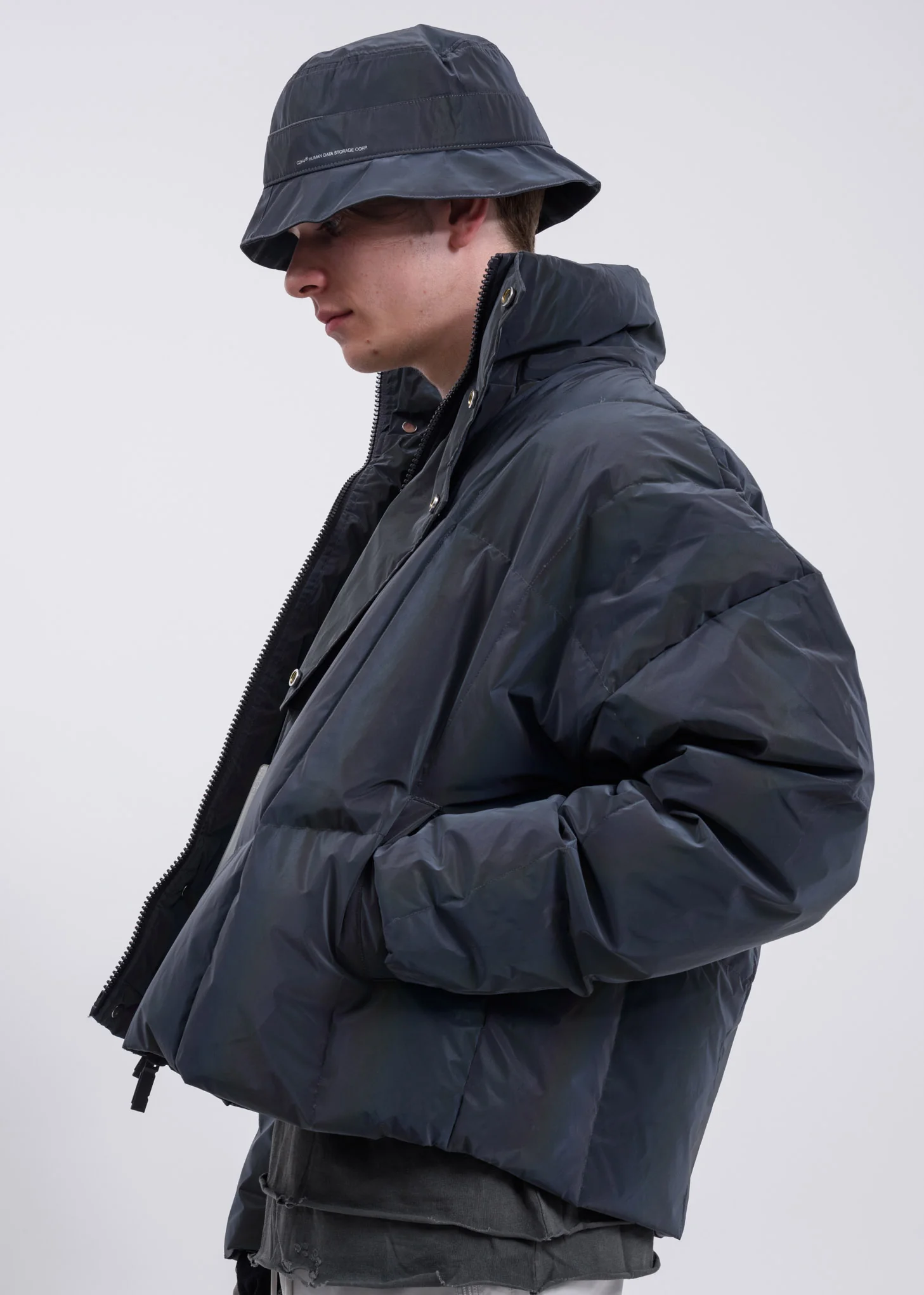 Grey 3M Reflective Hooded Down Jacket - Image 3