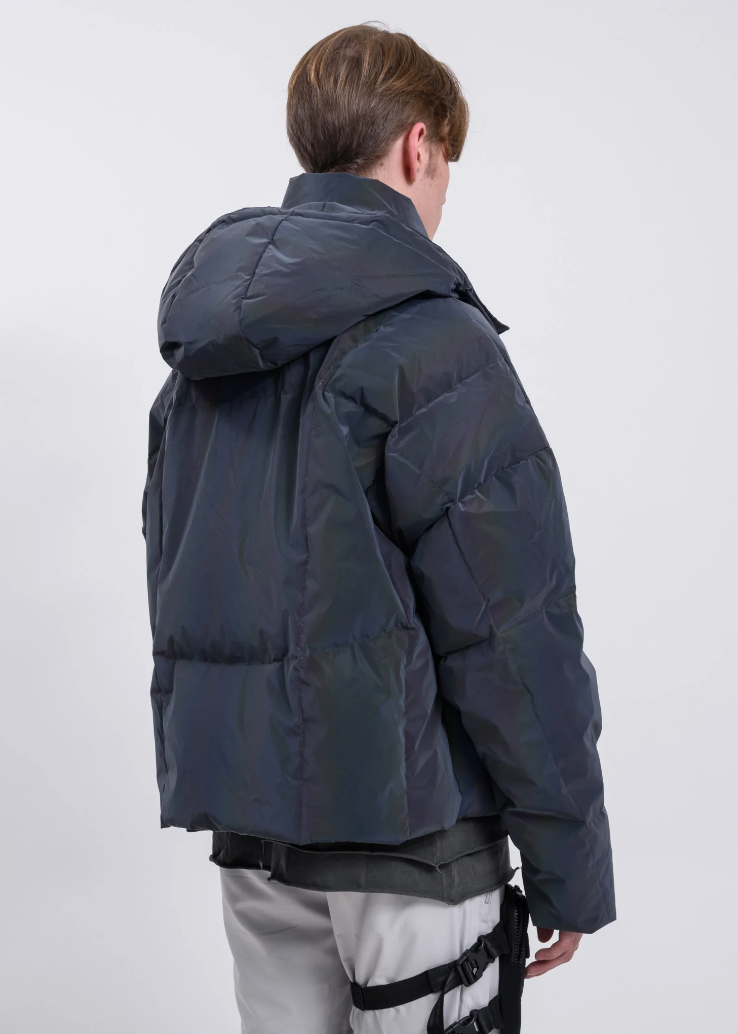Grey 3M Reflective Hooded Down Jacket - Image 4