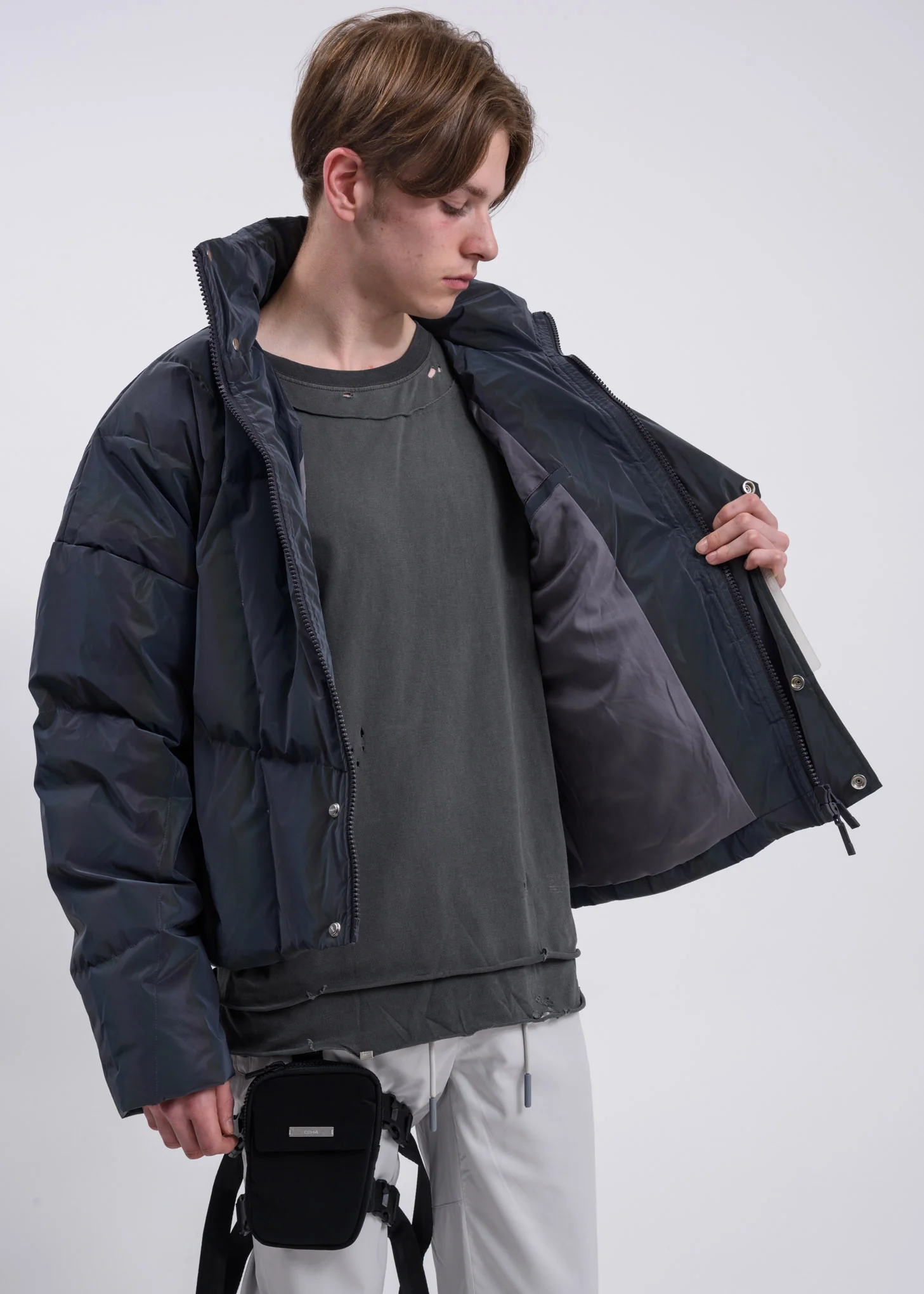 Grey 3M Reflective Hooded Down Jacket - Image 5