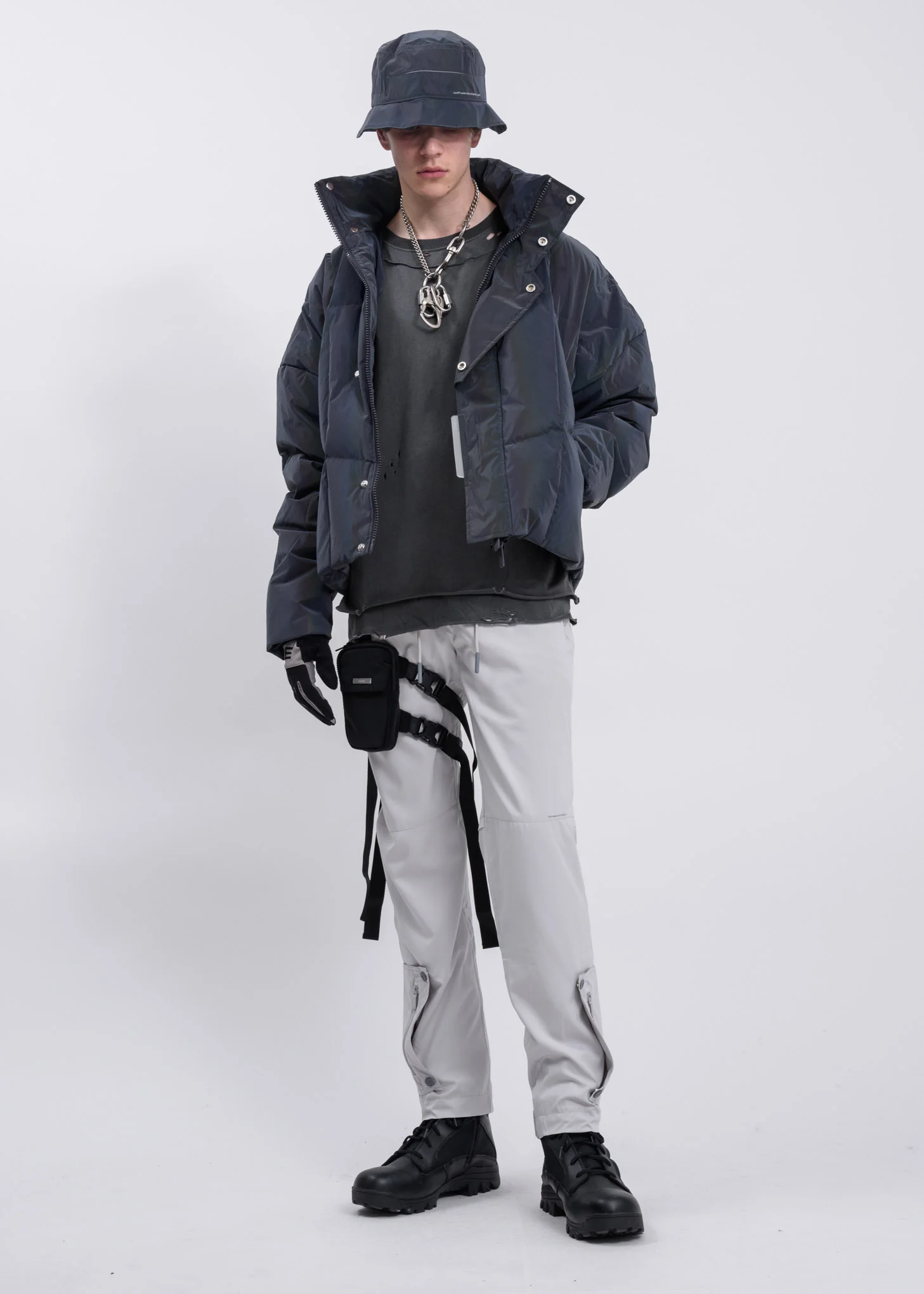 Grey 3M Reflective Hooded Down Jacket - Image 8