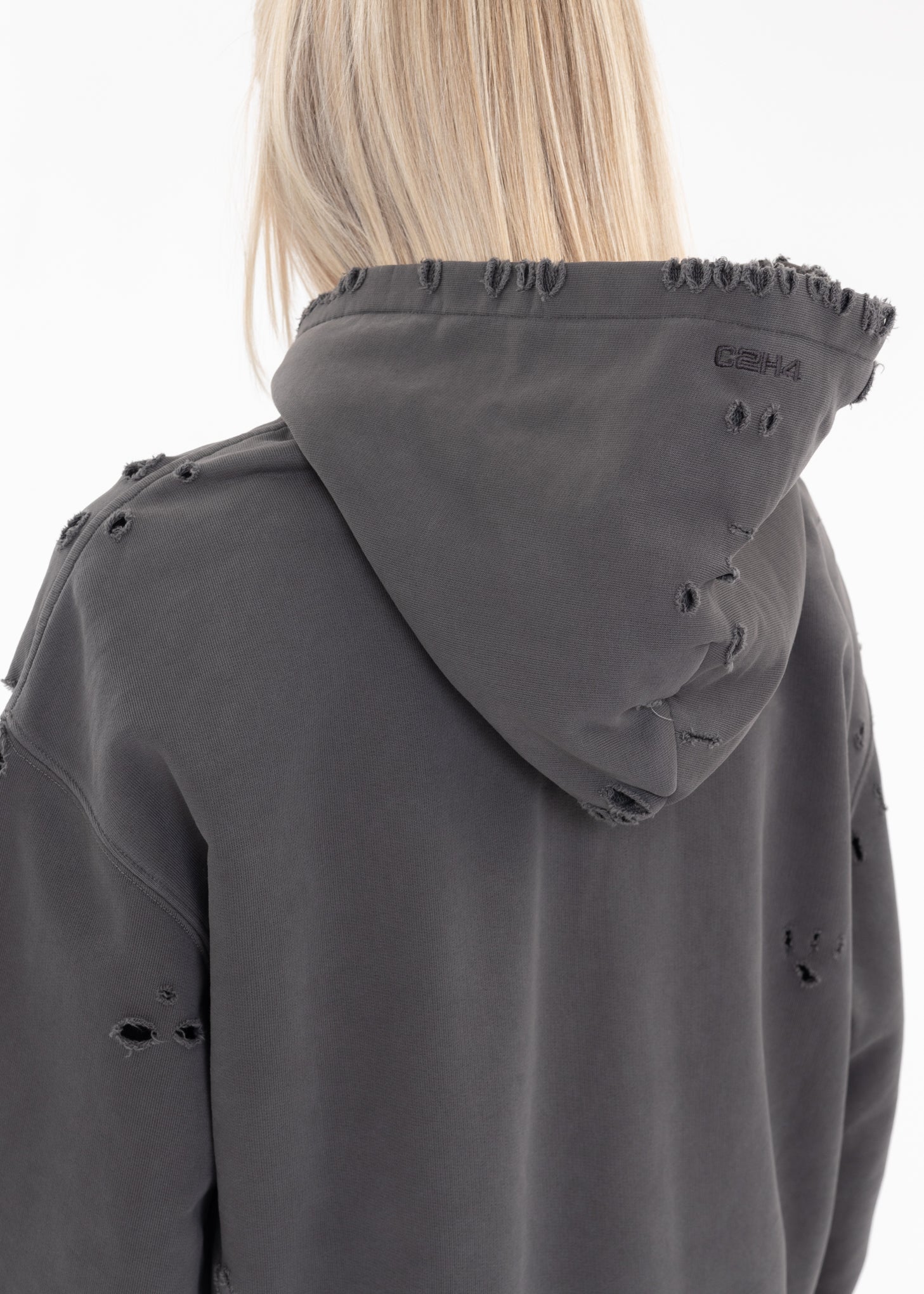 Grey Agitator Distressed Hoodie - Image 2