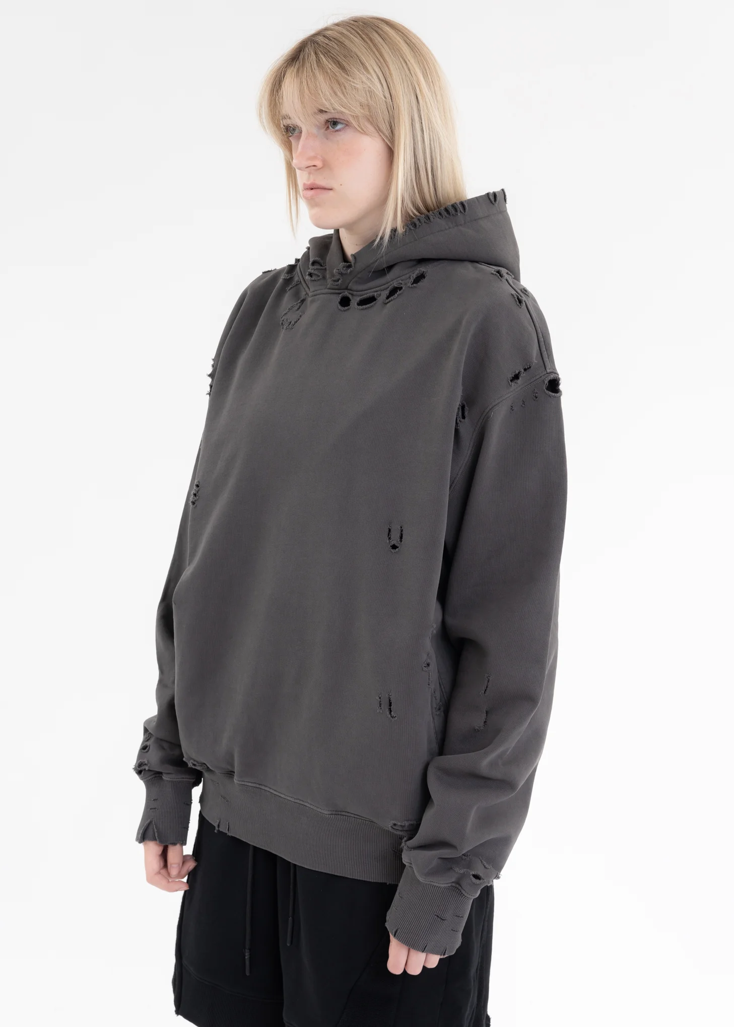 Grey Agitator Distressed Hoodie - Image 3
