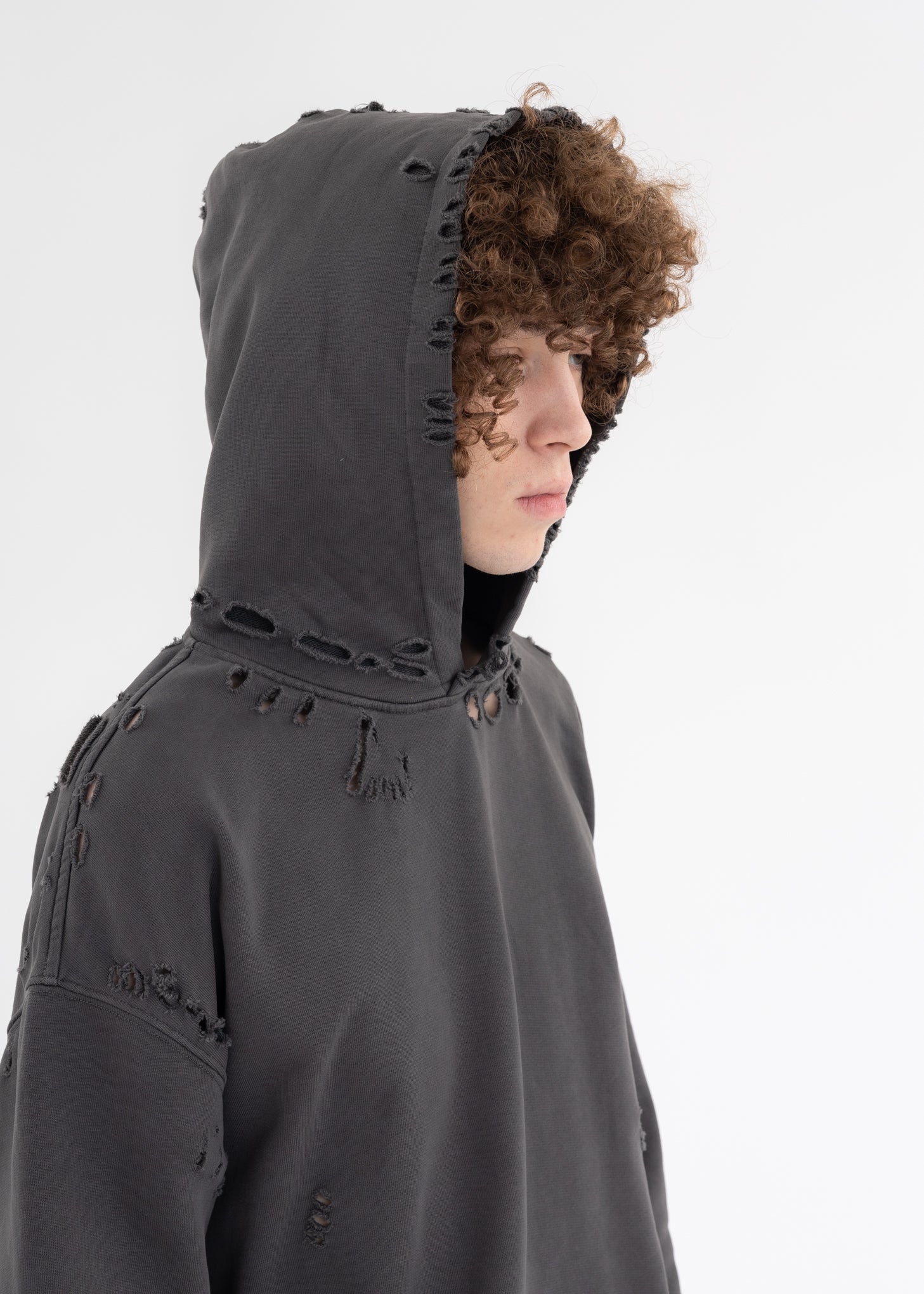 Grey Agitator Distressed Hoodie - Image 2