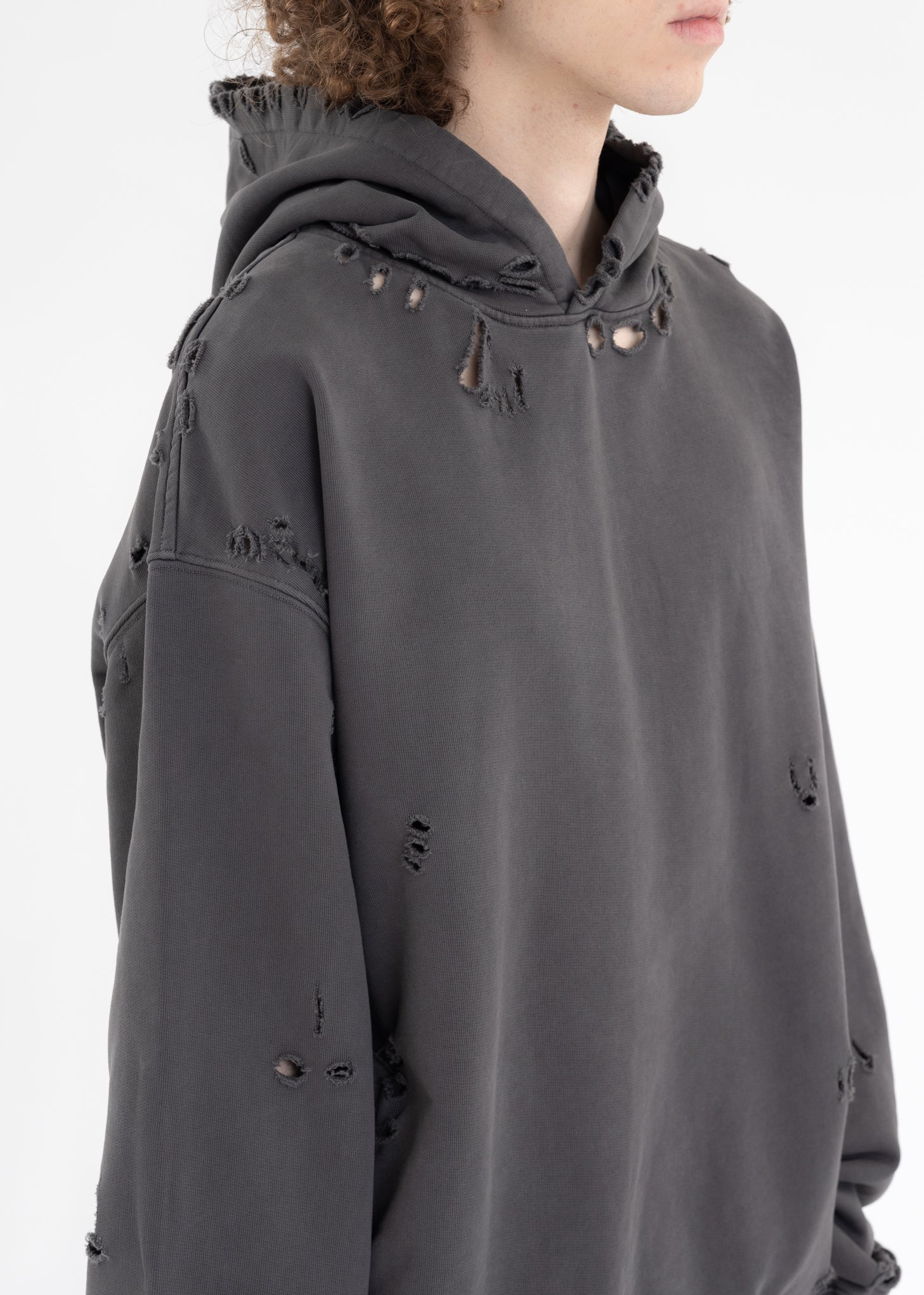 Grey Agitator Distressed Hoodie - Image 3