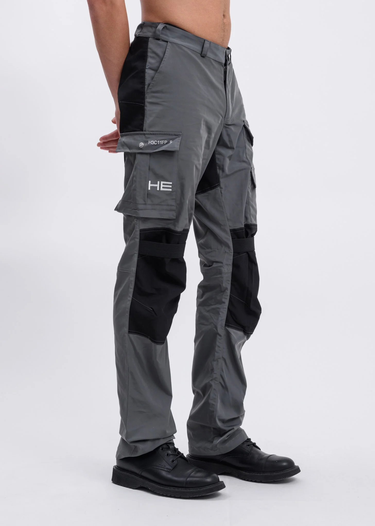 Grey And Black Detailed Cotton Pants