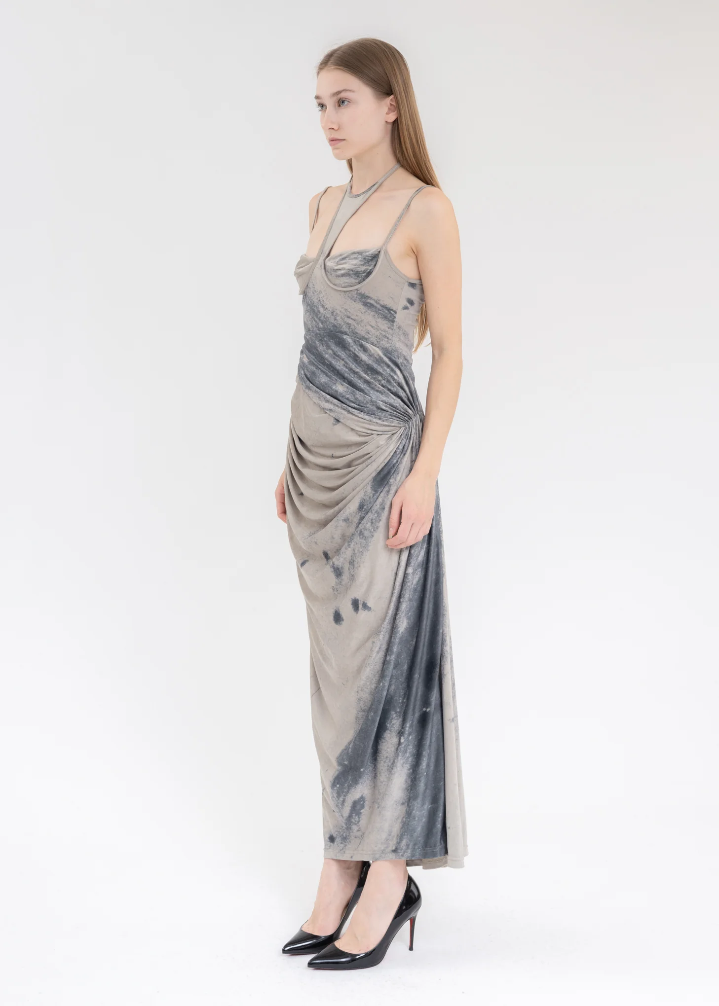 Grey And Black Halter Dress - Image 3