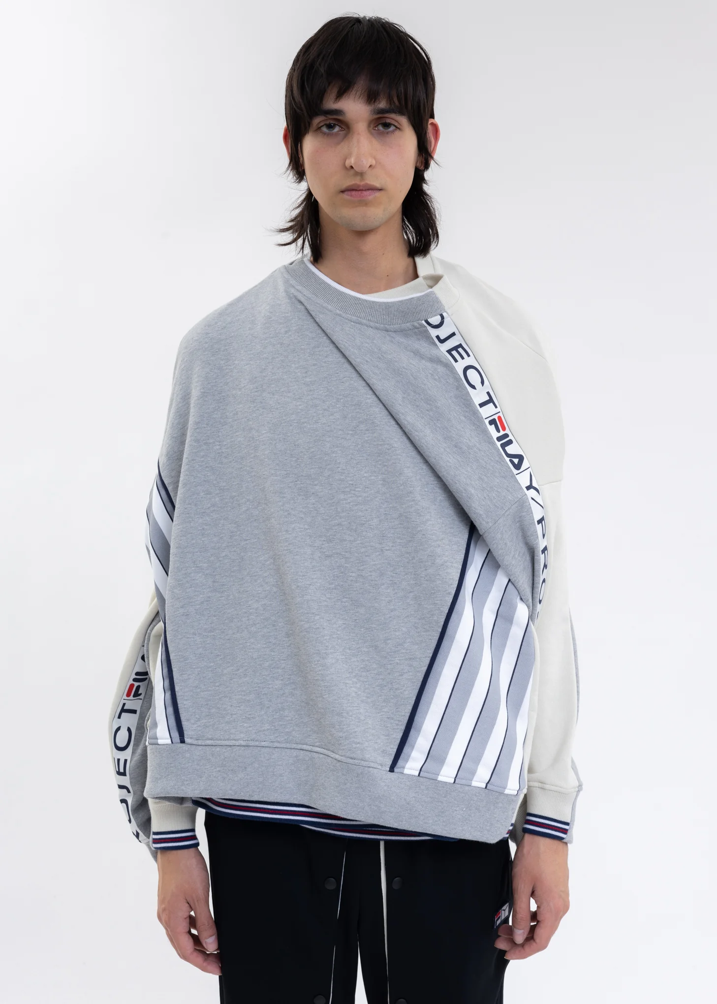 Grey And Ecru Y/PROJECT X FILA REVERSIBLE Sweater