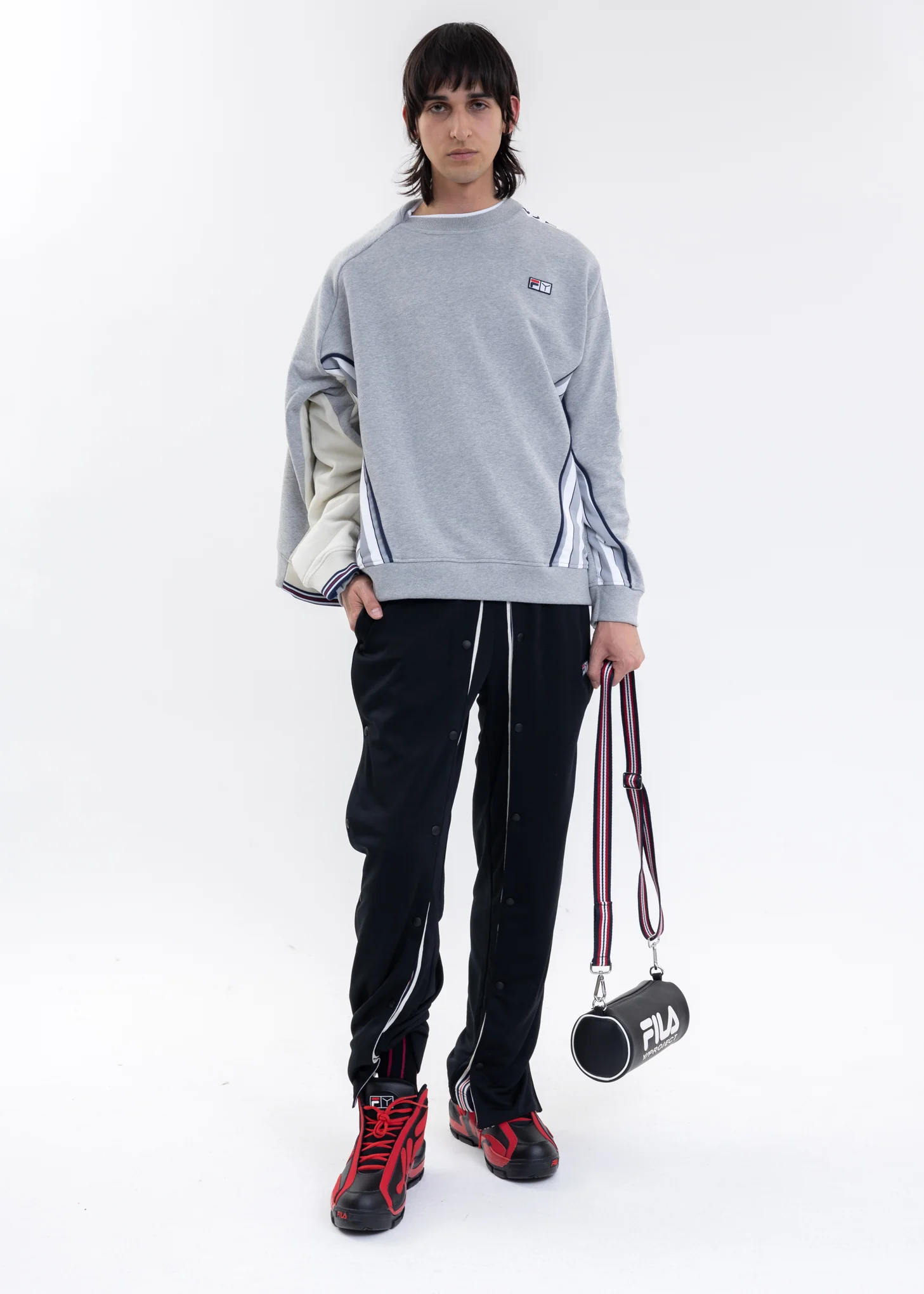 Grey And Ecru Y/PROJECT X FILA REVERSIBLE Sweater - Image 10