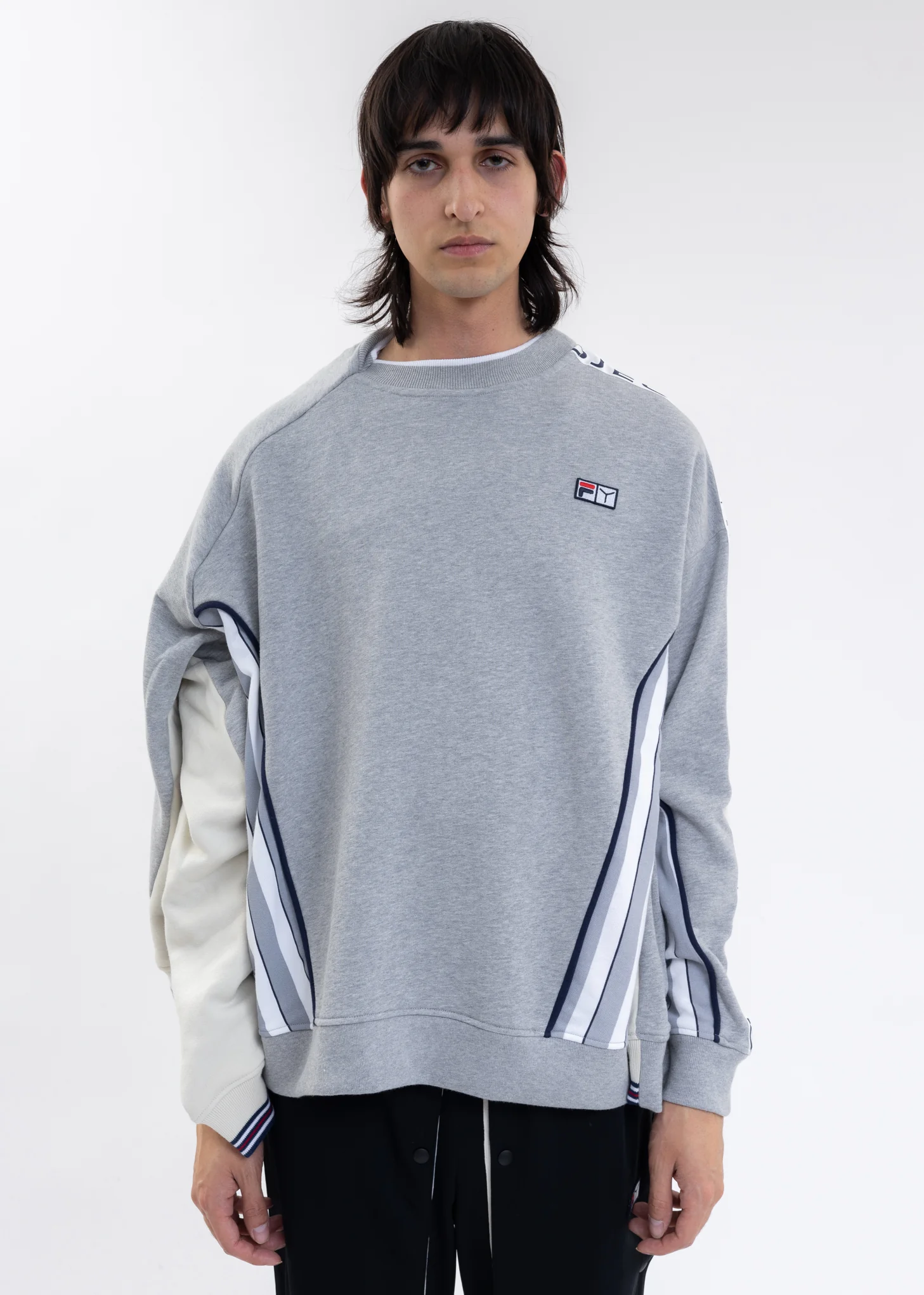 Grey And Ecru Y/PROJECT X FILA REVERSIBLE Sweater - Image 2