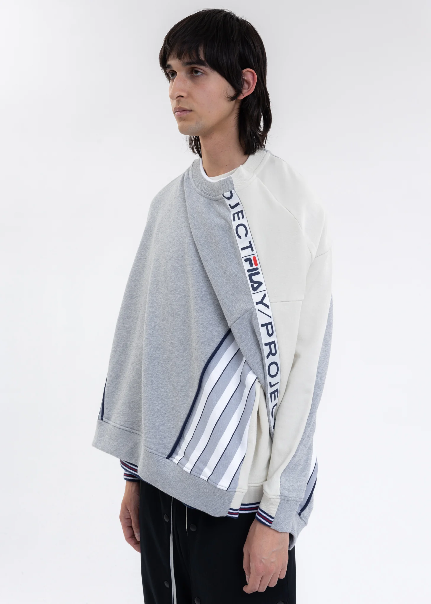 Grey And Ecru Y/PROJECT X FILA REVERSIBLE Sweater - Image 3