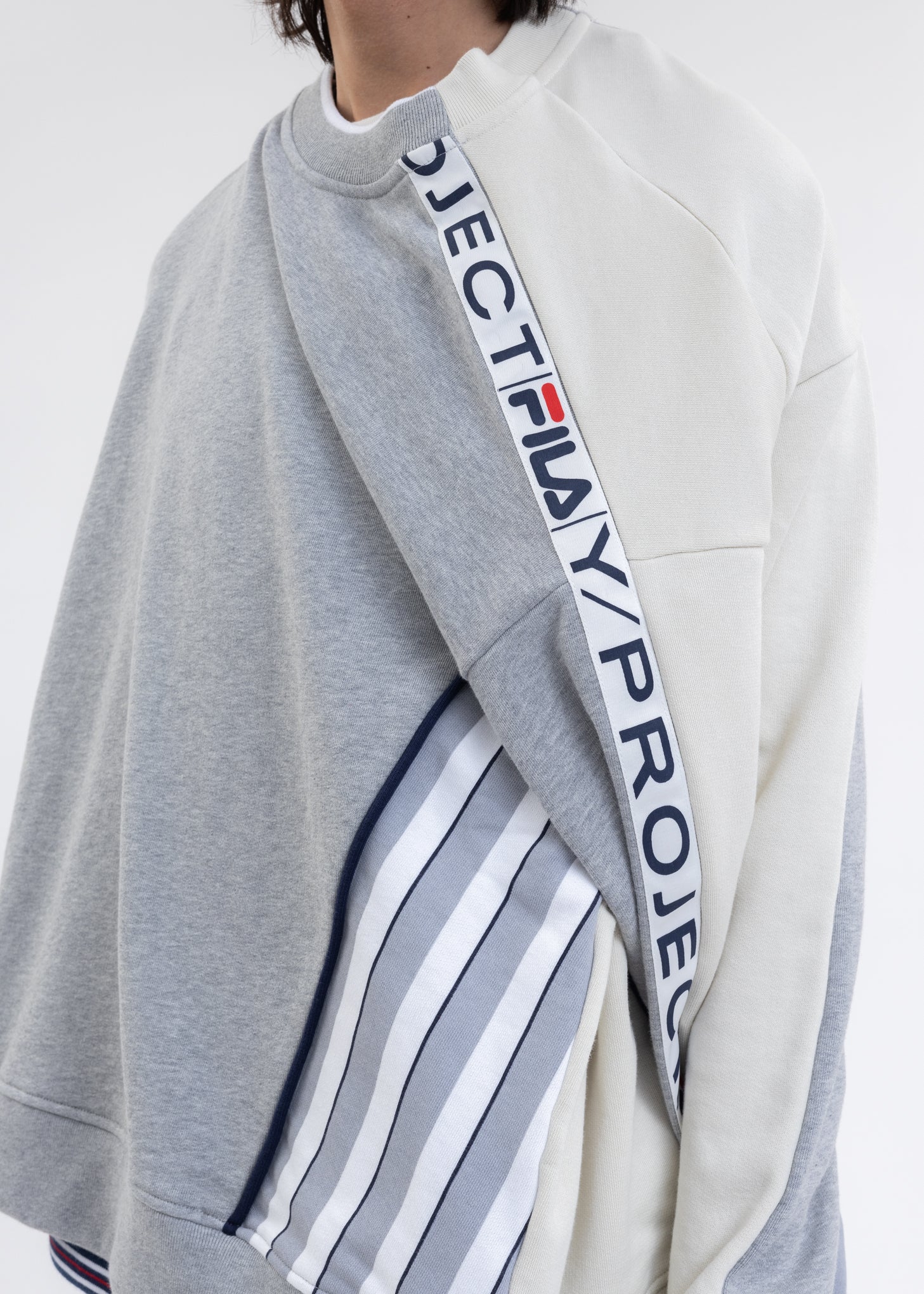 Grey And Ecru Y/PROJECT X FILA REVERSIBLE Sweater - Image 5