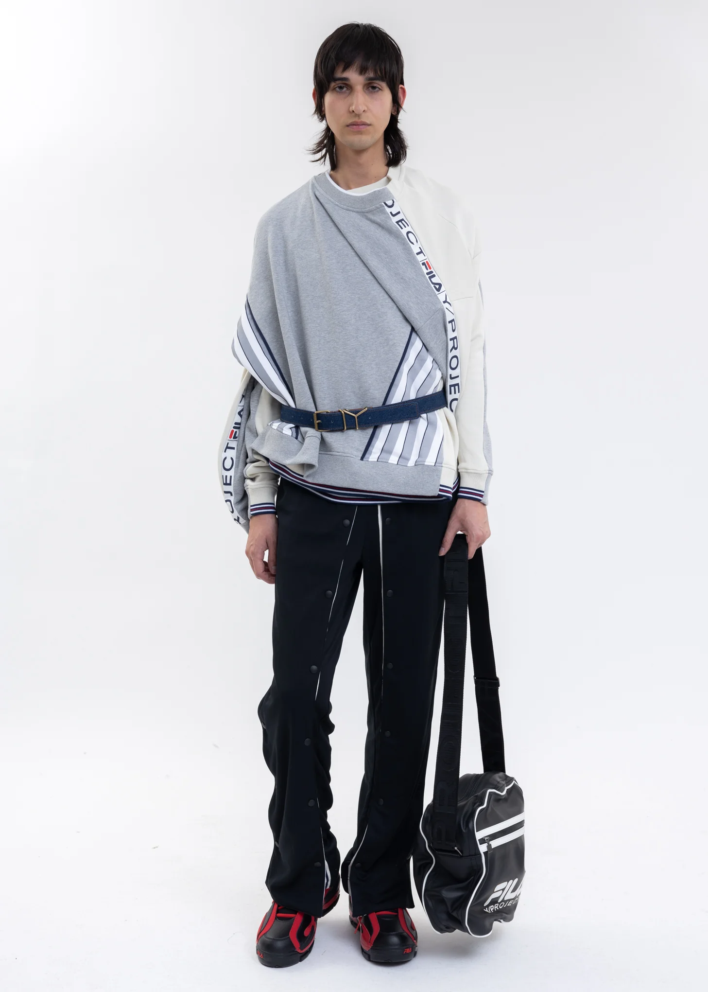 Grey And Ecru Y/PROJECT X FILA REVERSIBLE Sweater - Image 6