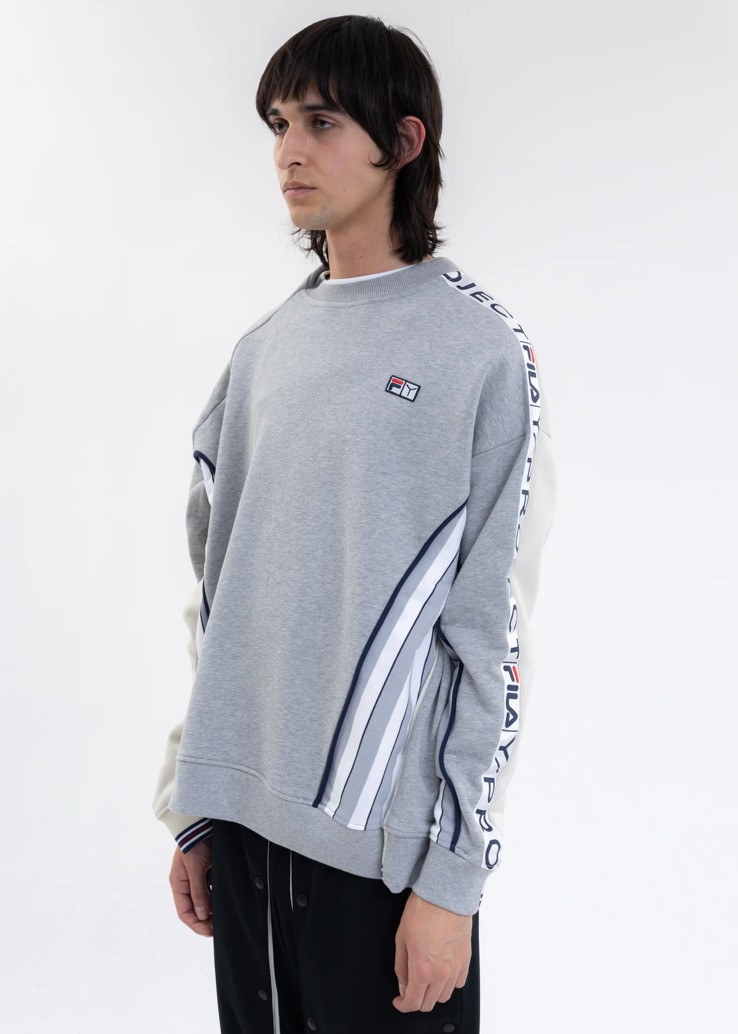 Grey And Ecru Y/PROJECT X FILA REVERSIBLE Sweater - Image 7