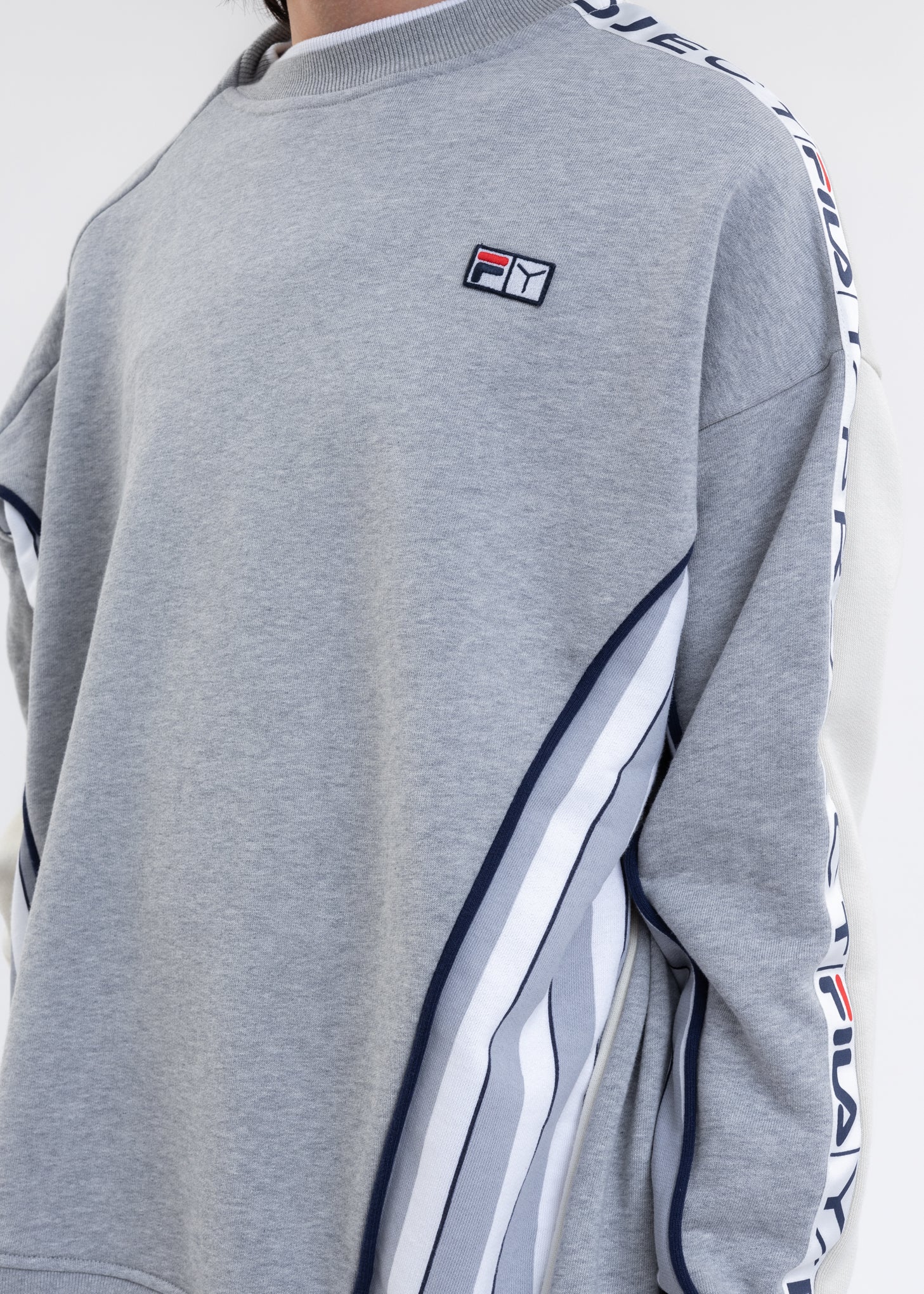 Grey And Ecru Y/PROJECT X FILA REVERSIBLE Sweater - Image 9