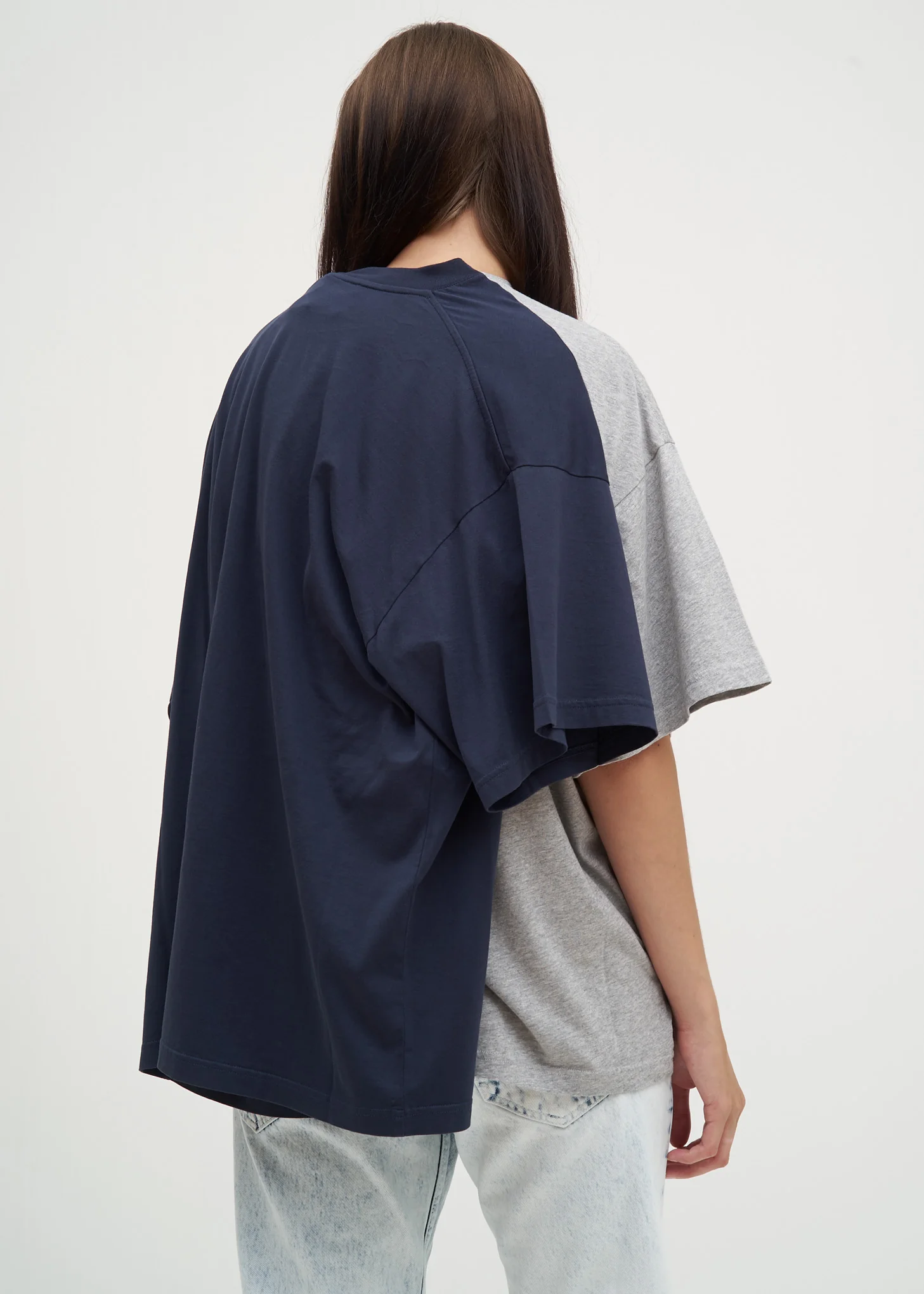 Grey and Navy Double T-Shirt - Image 3