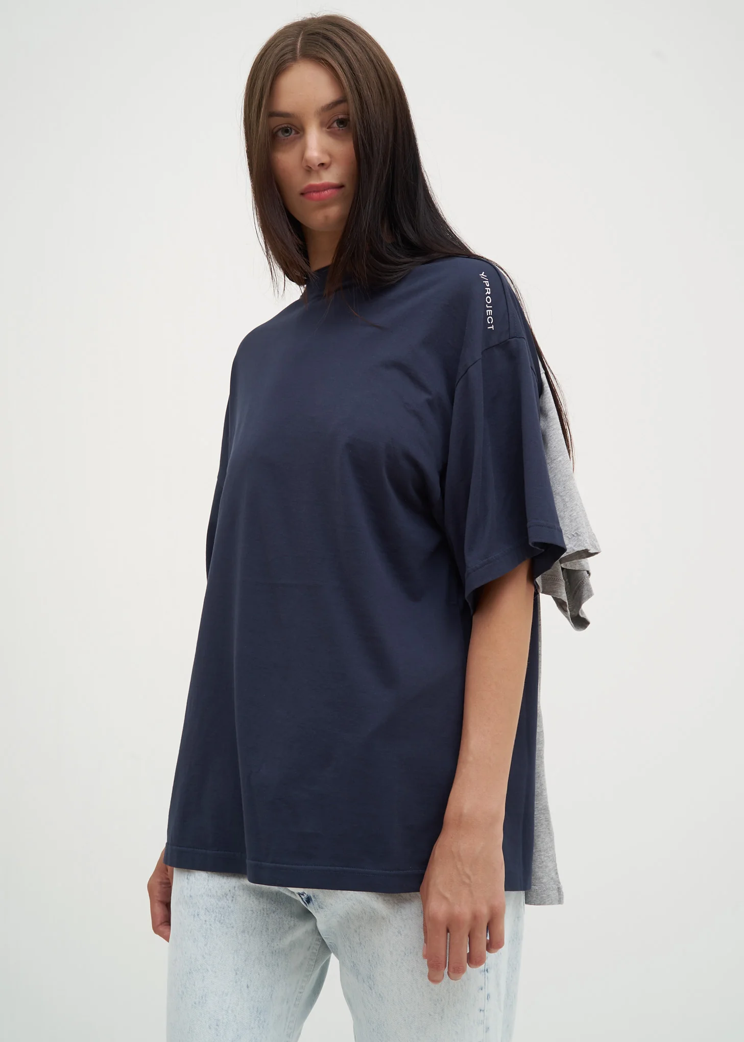 Grey and Navy Double T-Shirt - Image 5