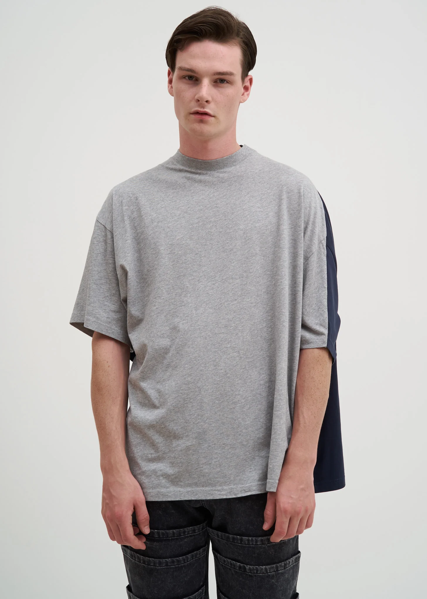 Grey and Navy Double T-Shirt - Image 2
