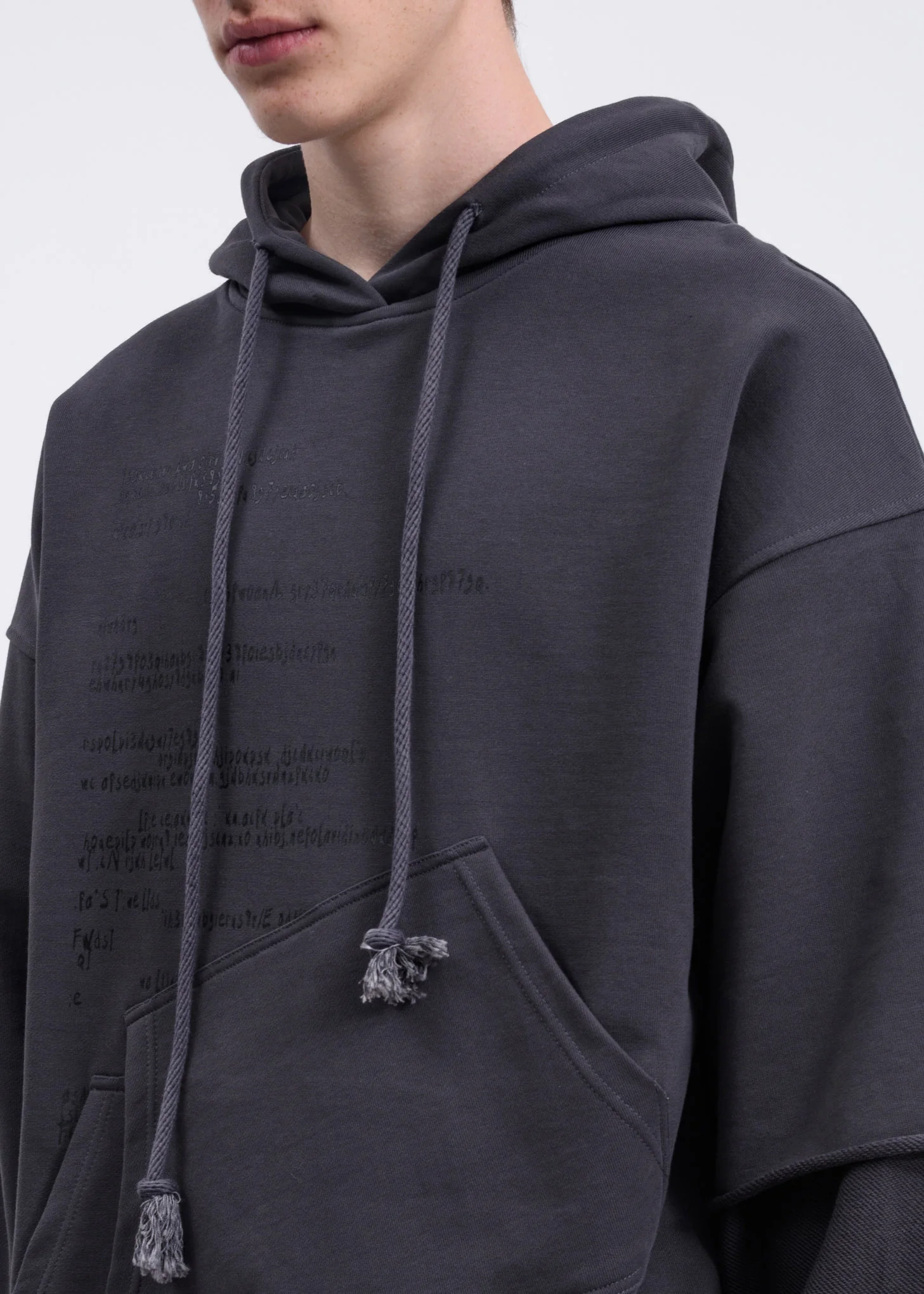 Grey Asymmetric Pockets Hoodie - Image 3