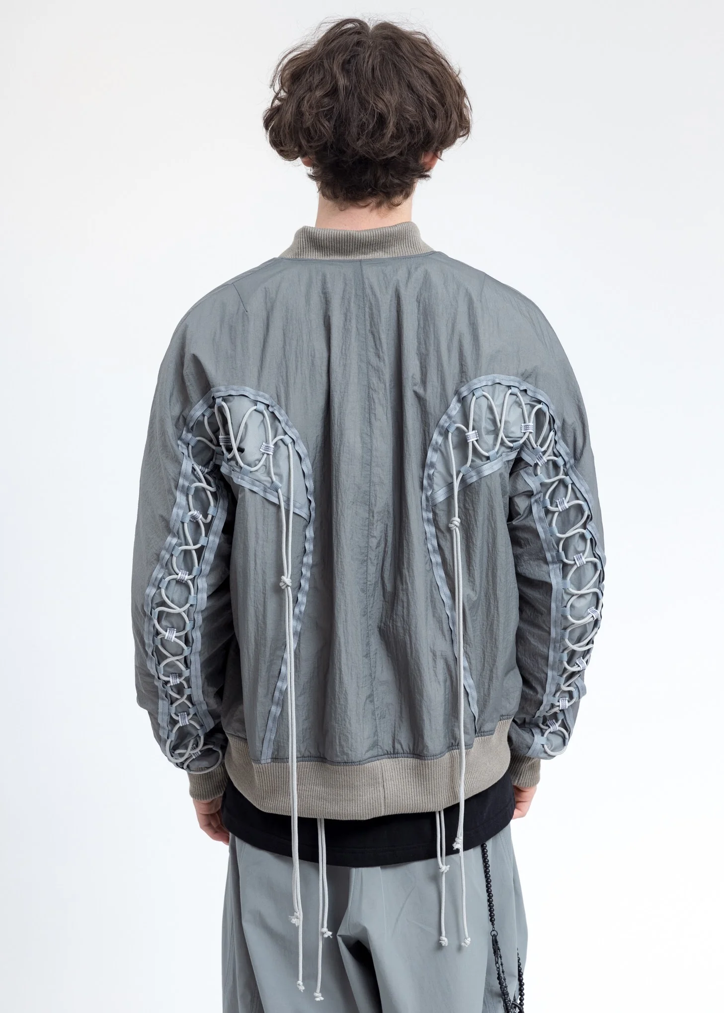Grey Aviator Bomber Jacket - Image 4