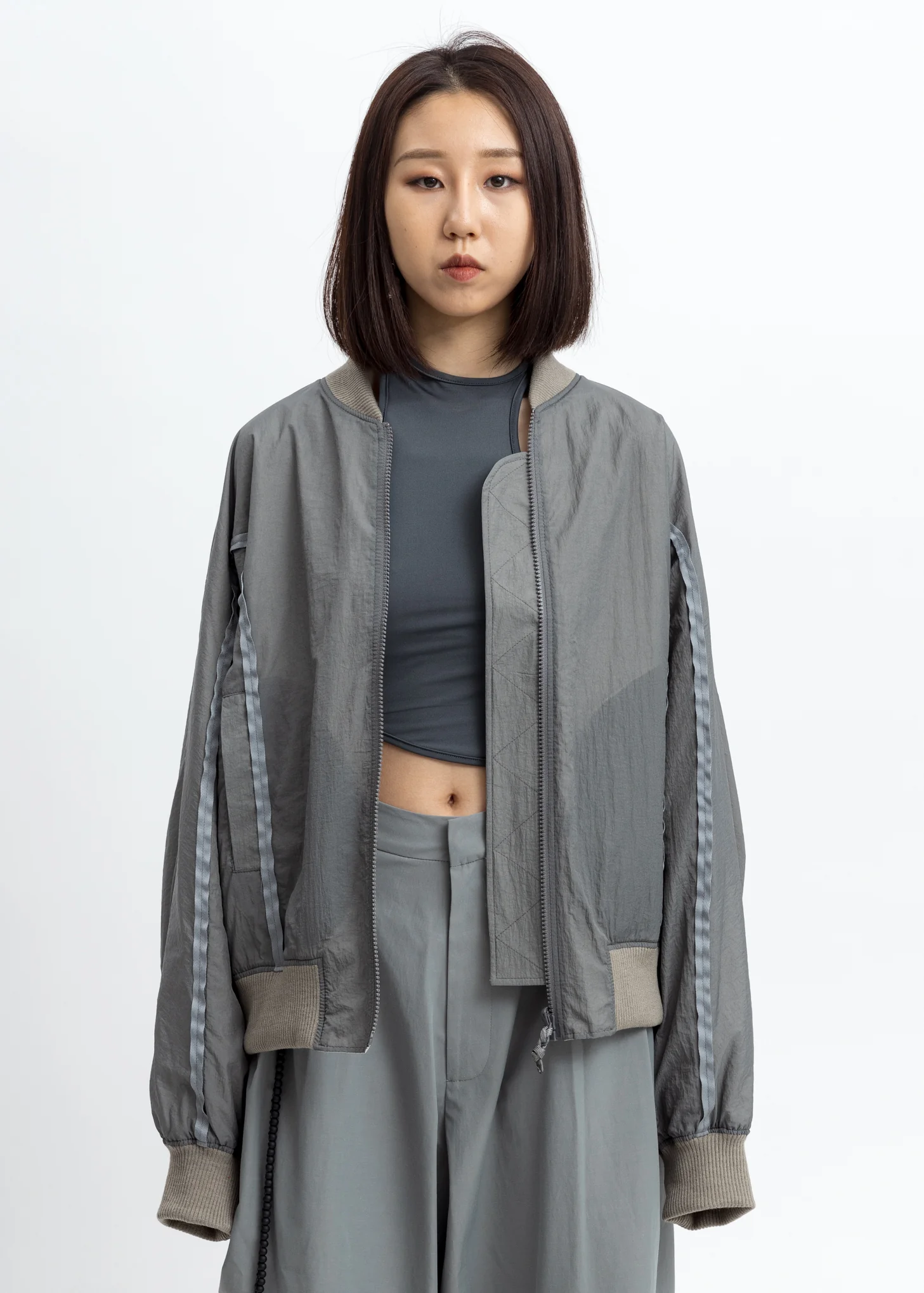 Grey Aviator Bomber Jacket