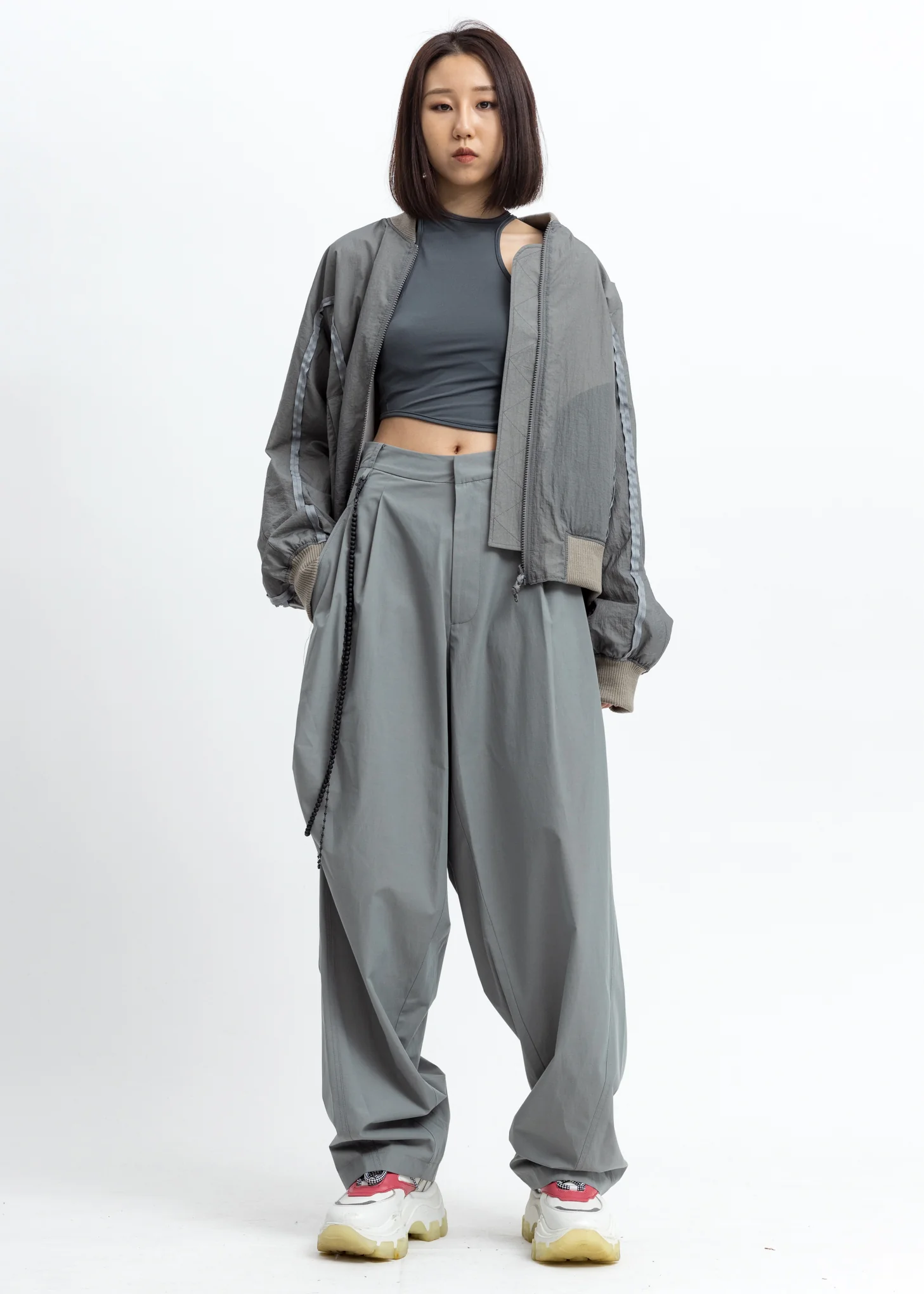 Grey Aviator Bomber Jacket - Image 5