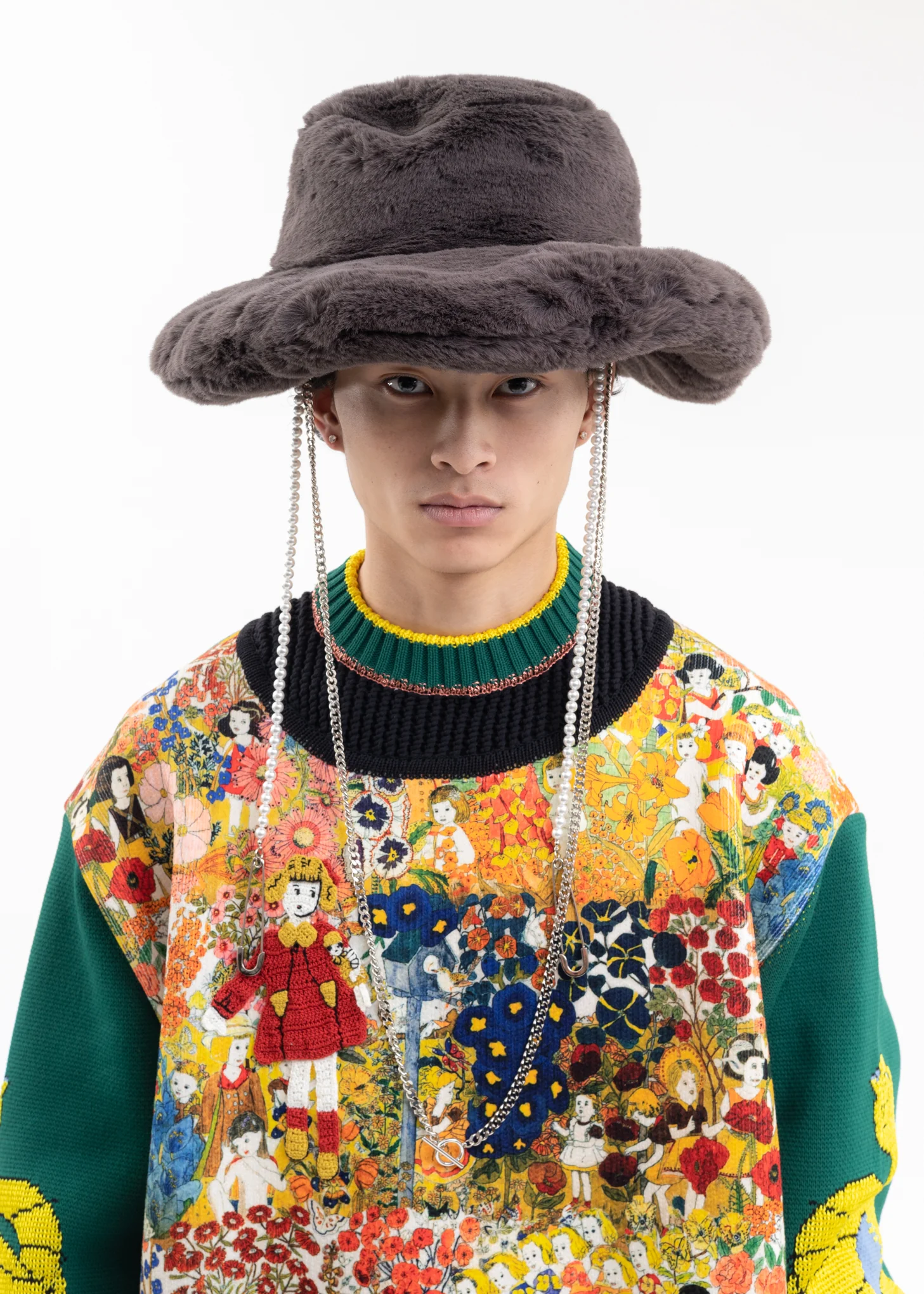 Grey Big Fur Hat KIDILL × CA4LA Collaboration
