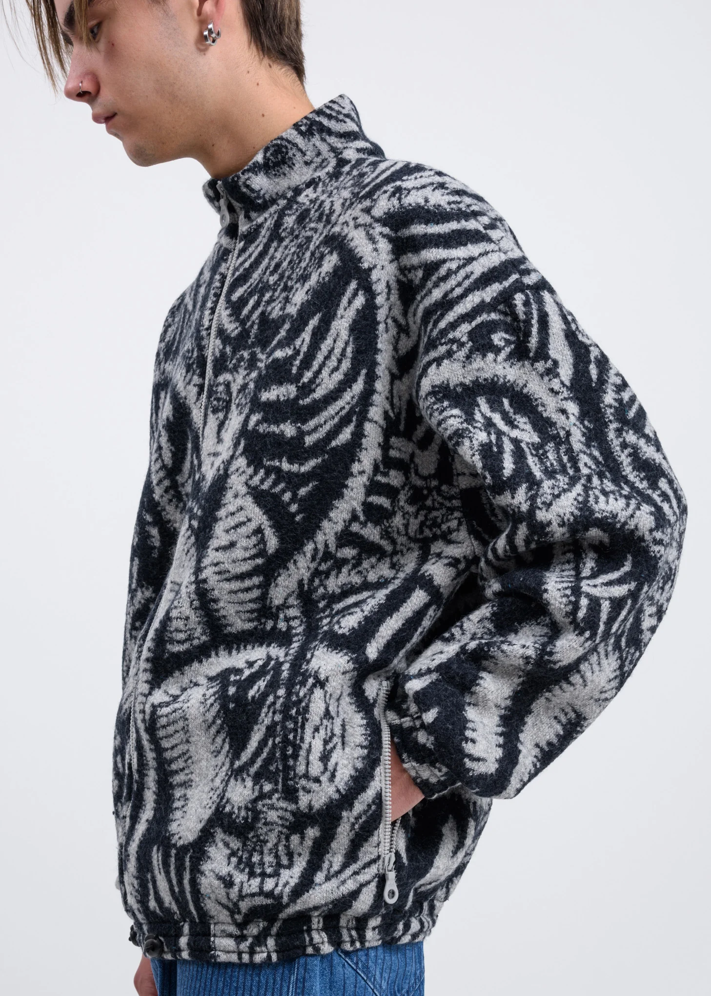 Grey And Black Knit Jacket - Image 3