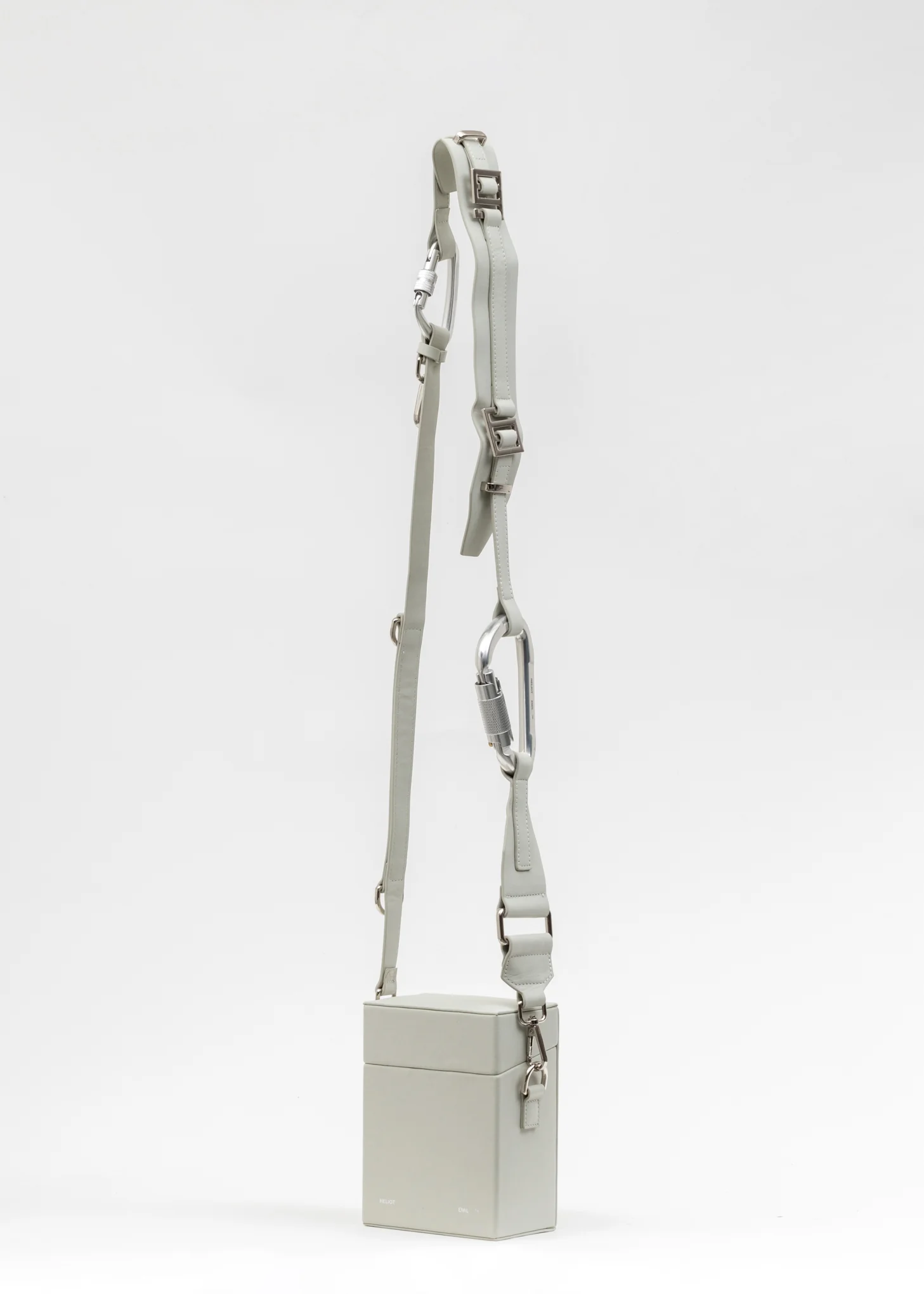 Grey Leather Strap Box Bag