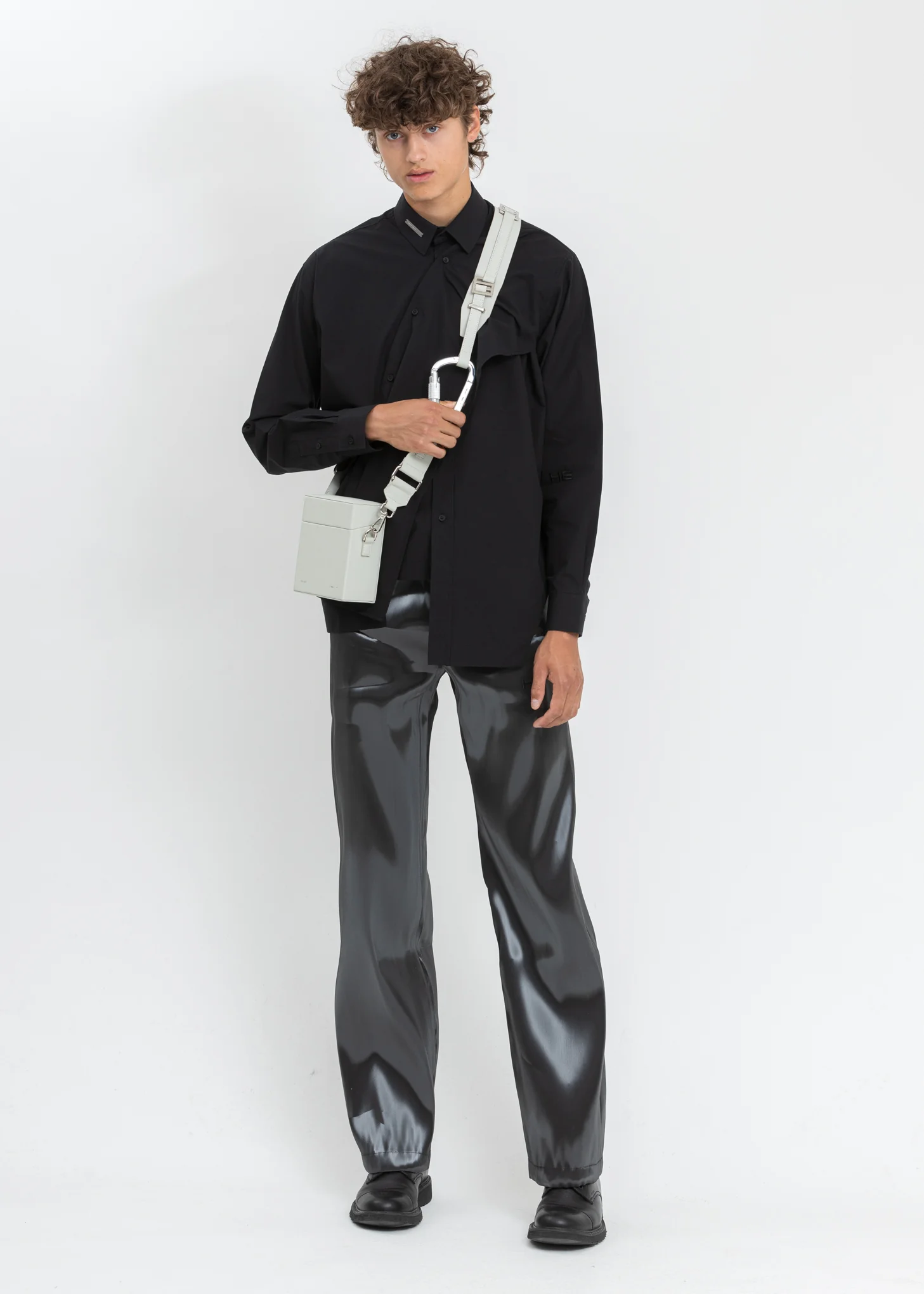 Grey Leather Strap Box Bag - Image 6