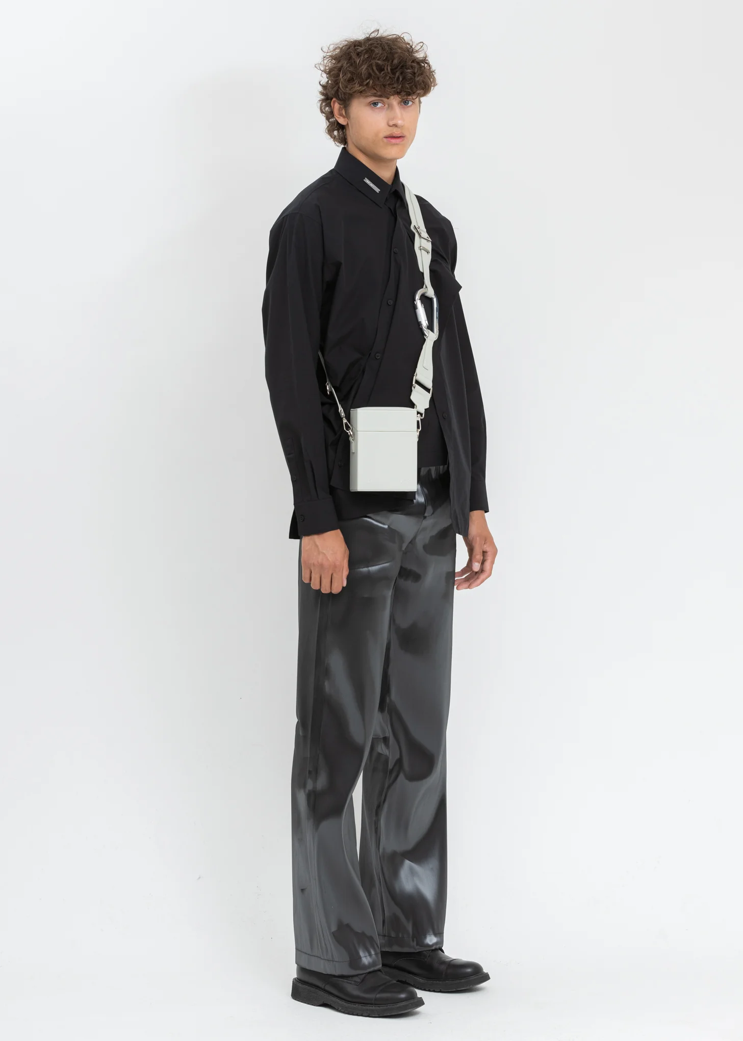 Grey Leather Strap Box Bag - Image 7