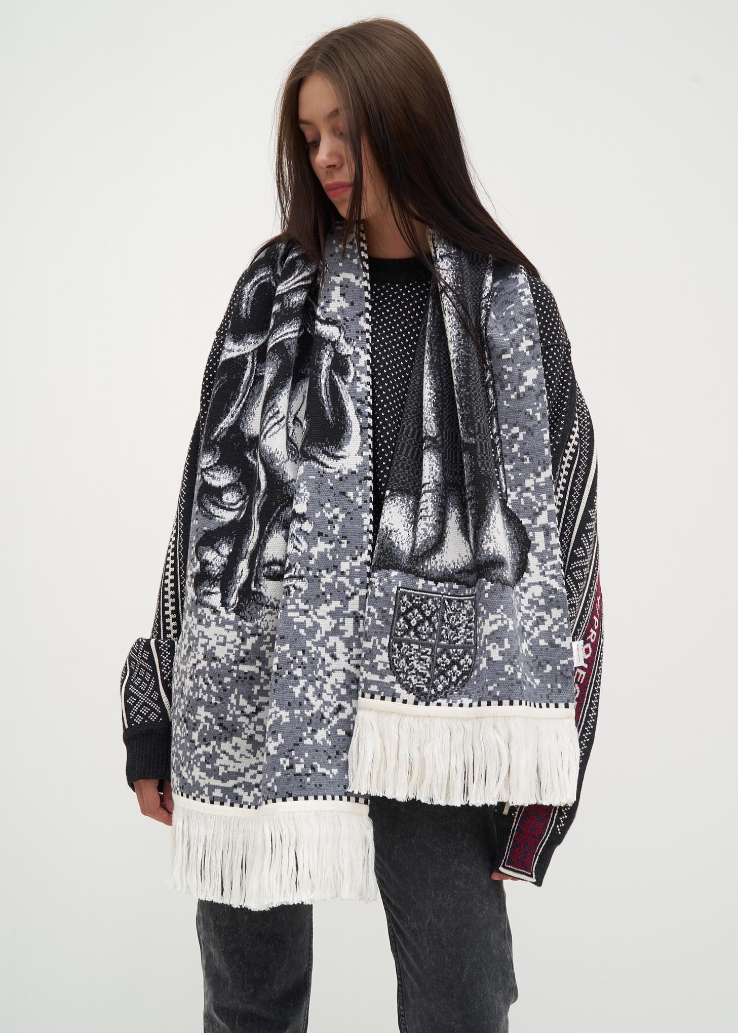 Grey & Black XL Edward/Joan Scarf - Image 2