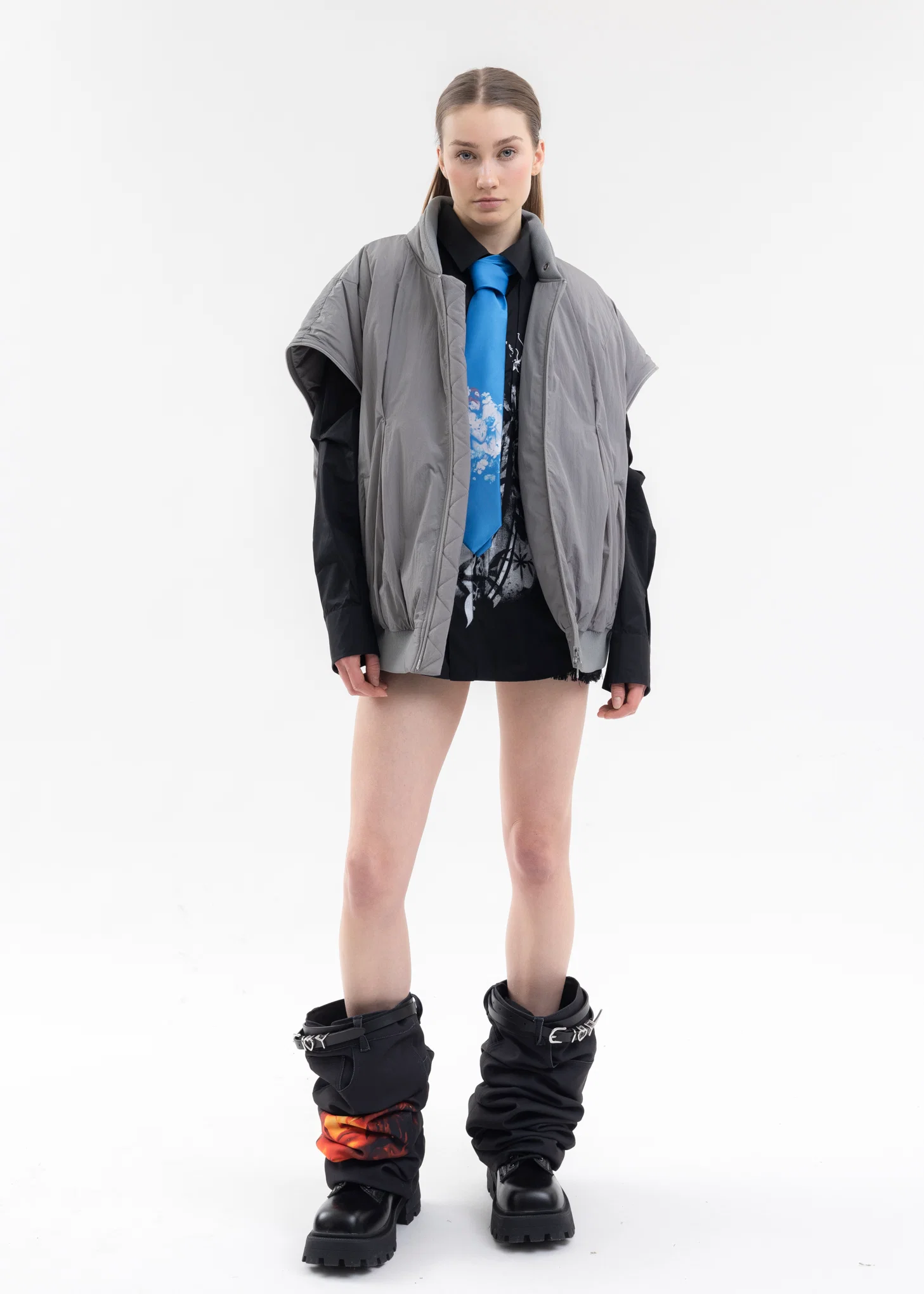 GREY BOMBER EYELET EMBROIDERY FRONT - Image 9