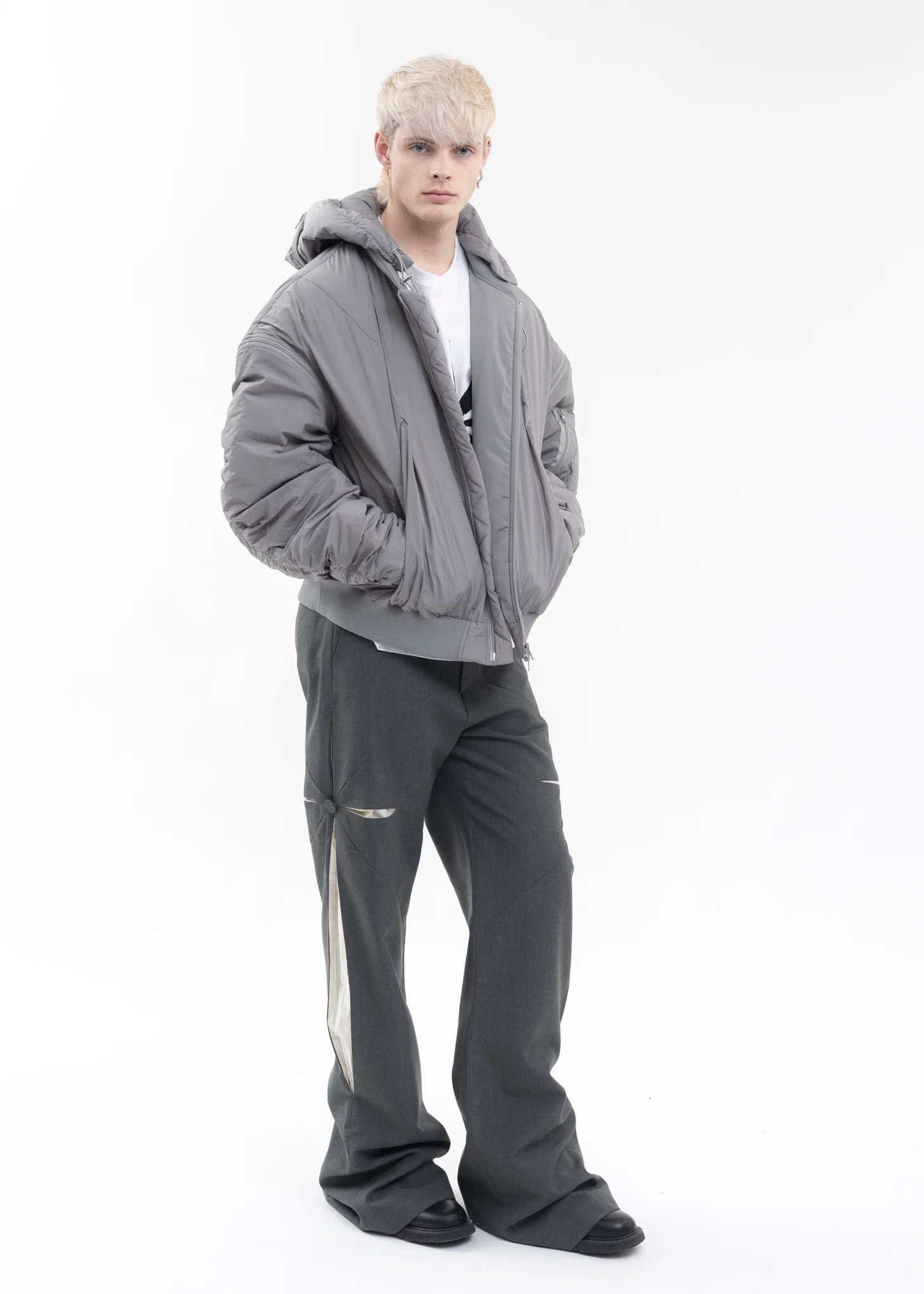 GREY BOMBER EYELET EMBROIDERY FRONT - Image 10