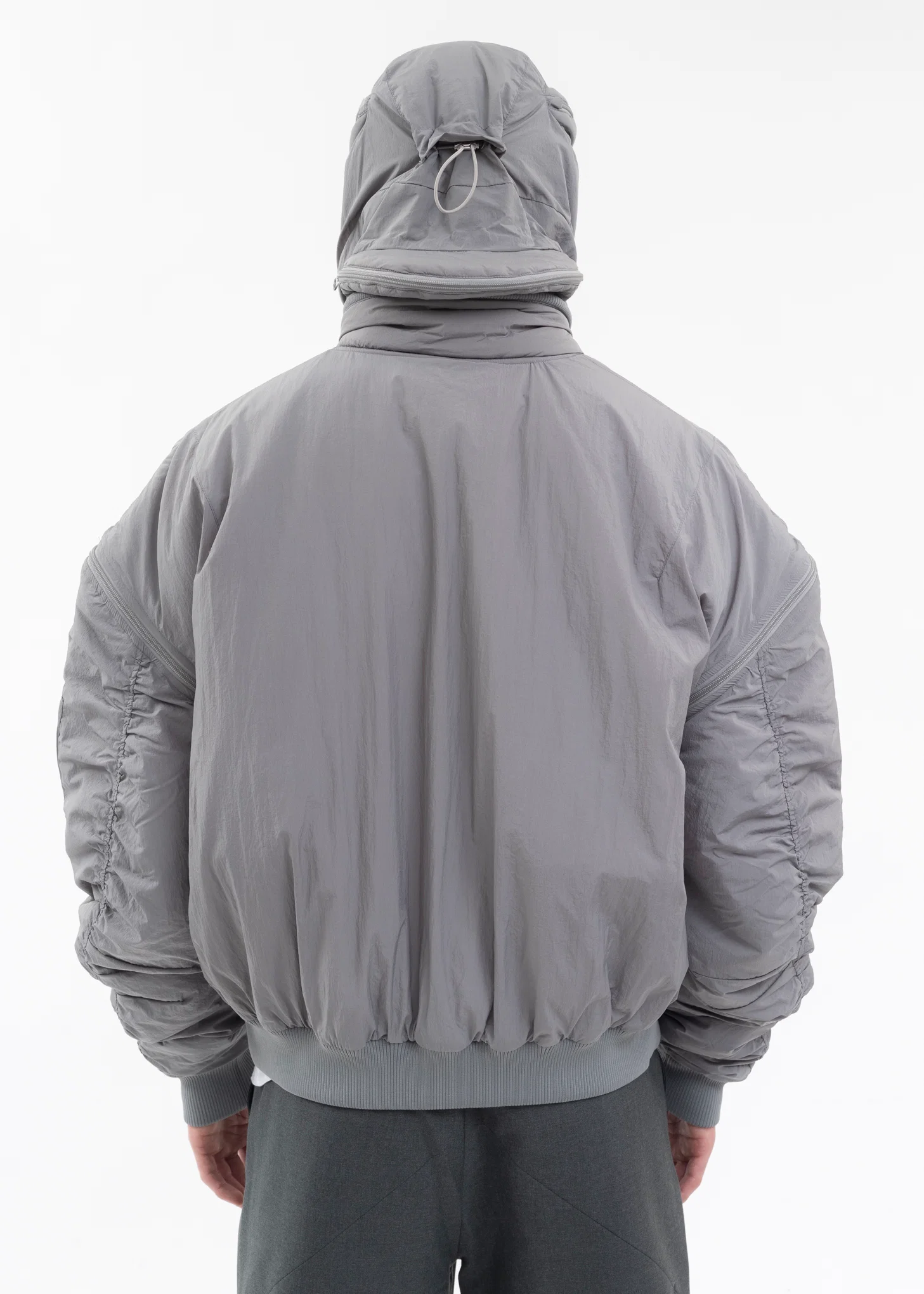 GREY BOMBER EYELET EMBROIDERY FRONT - Image 3