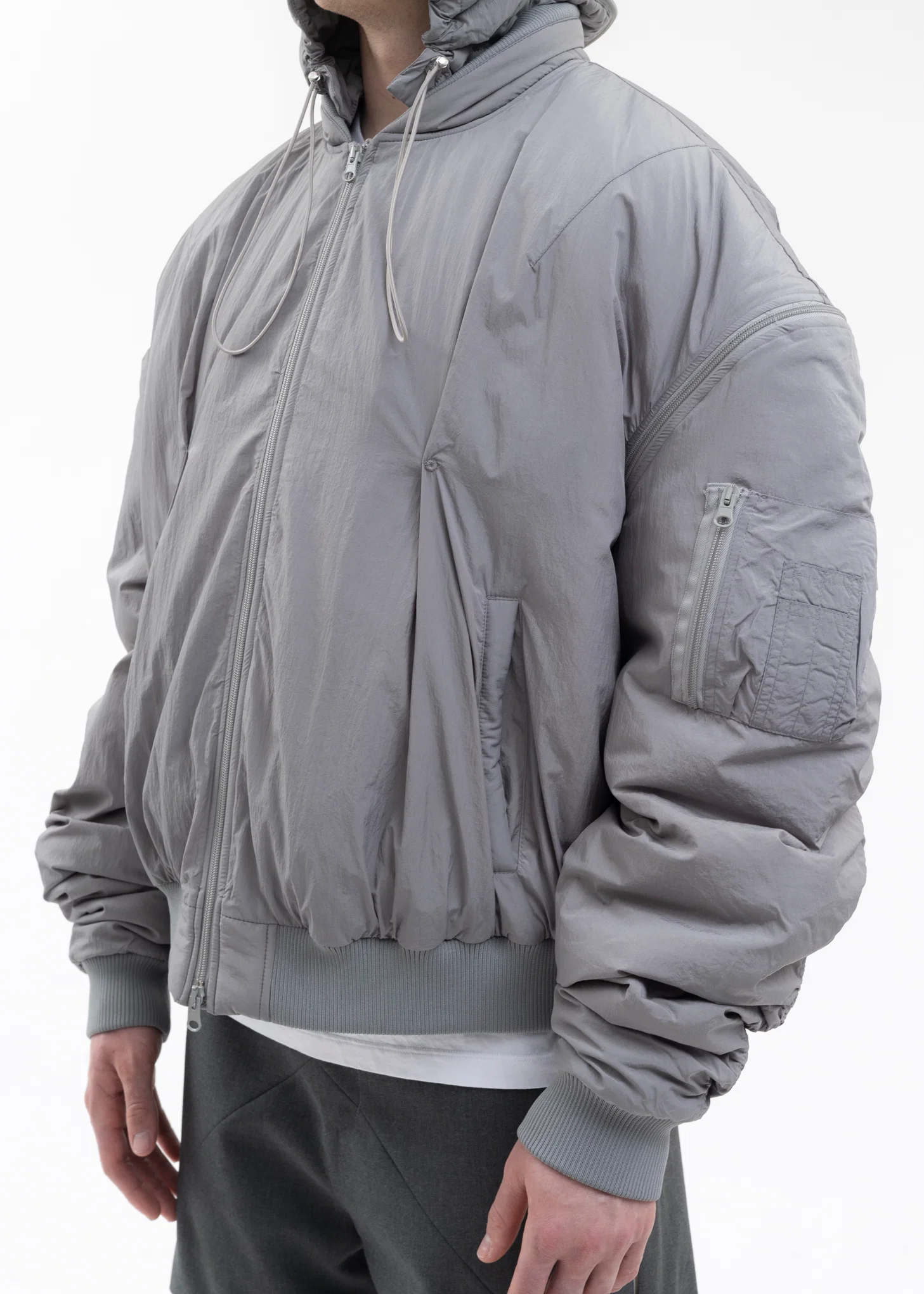 GREY BOMBER EYELET EMBROIDERY FRONT - Image 6