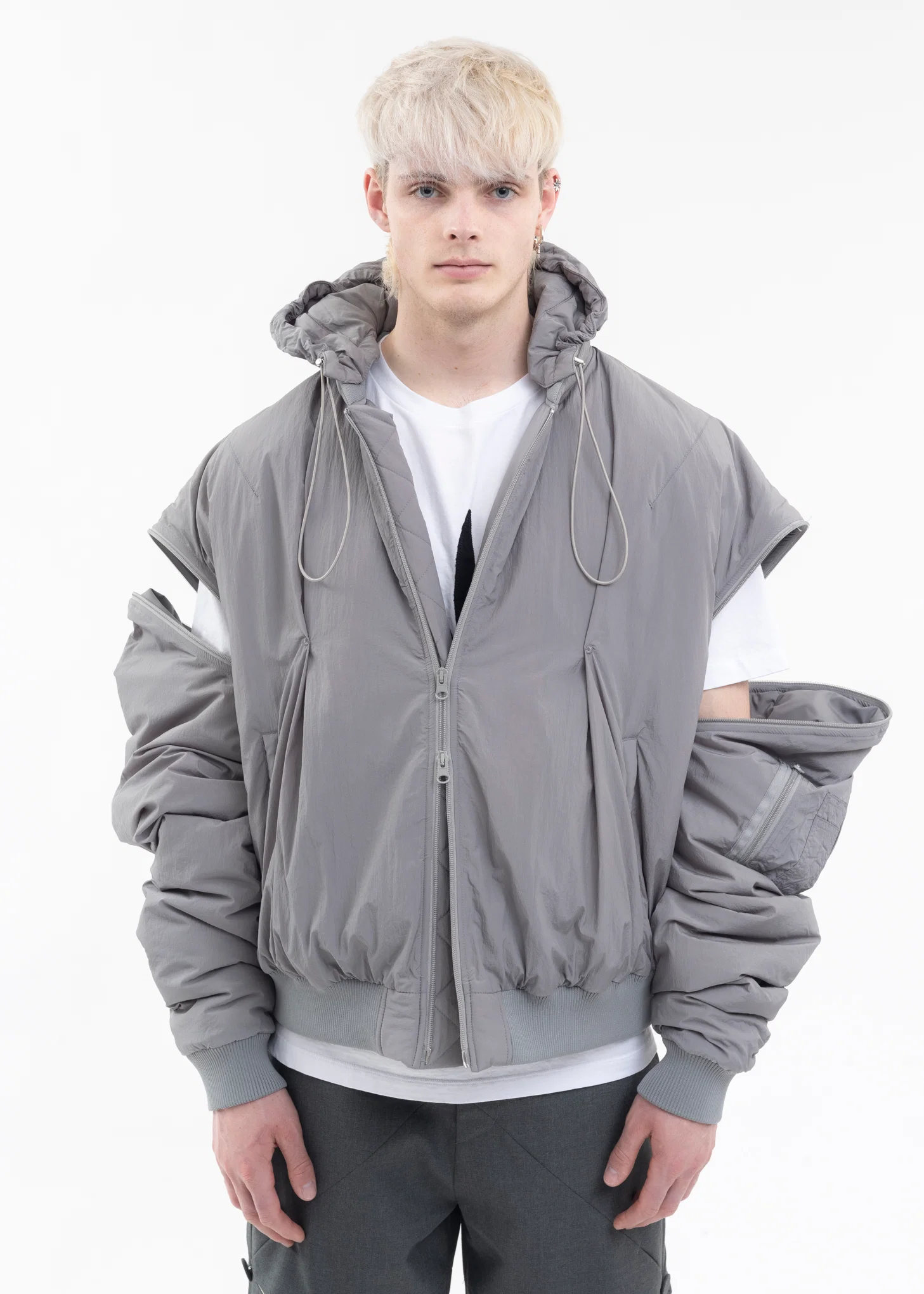 GREY BOMBER EYELET EMBROIDERY FRONT - Image 8