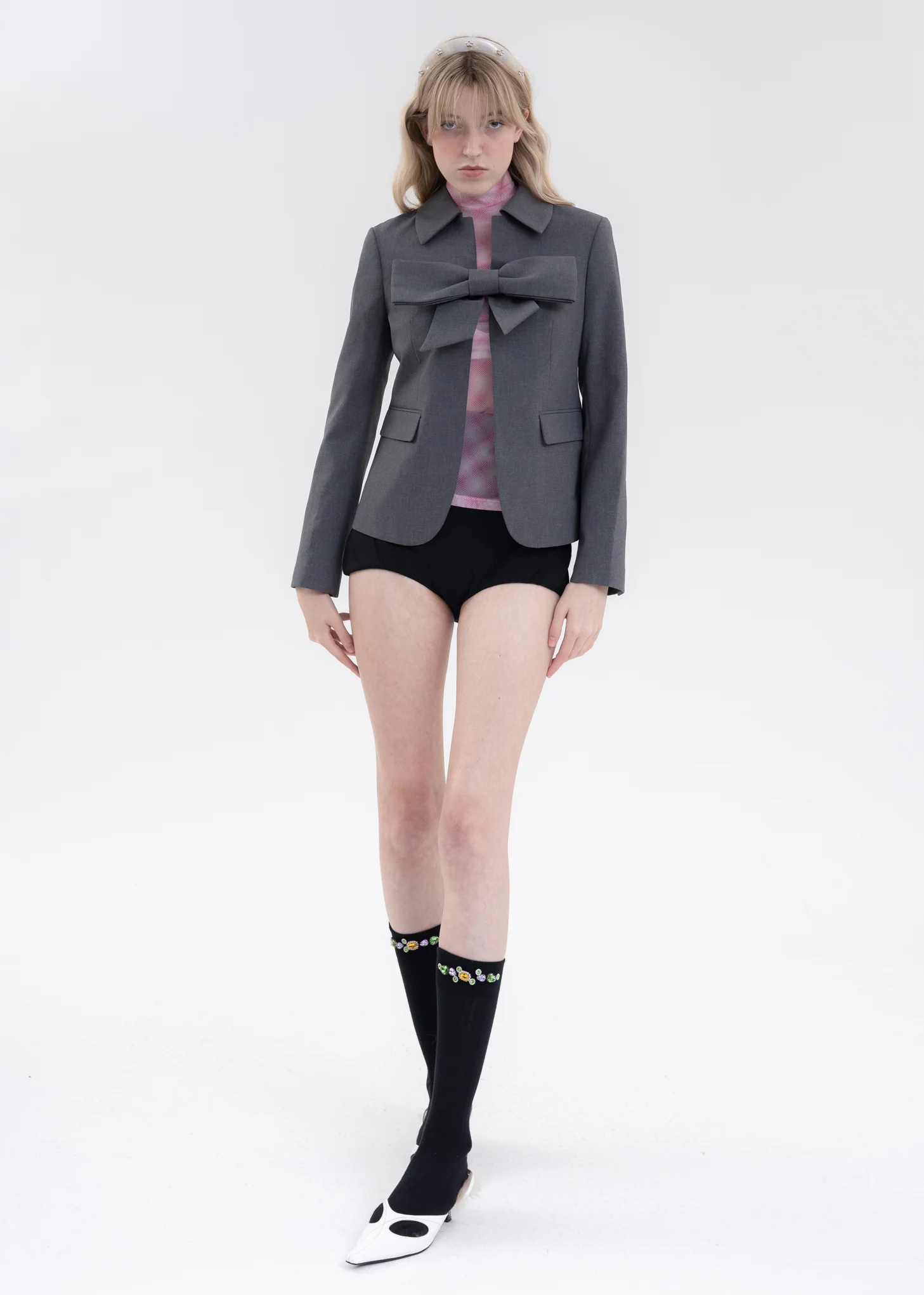 Grey Bow Suit Jacket - Image 6