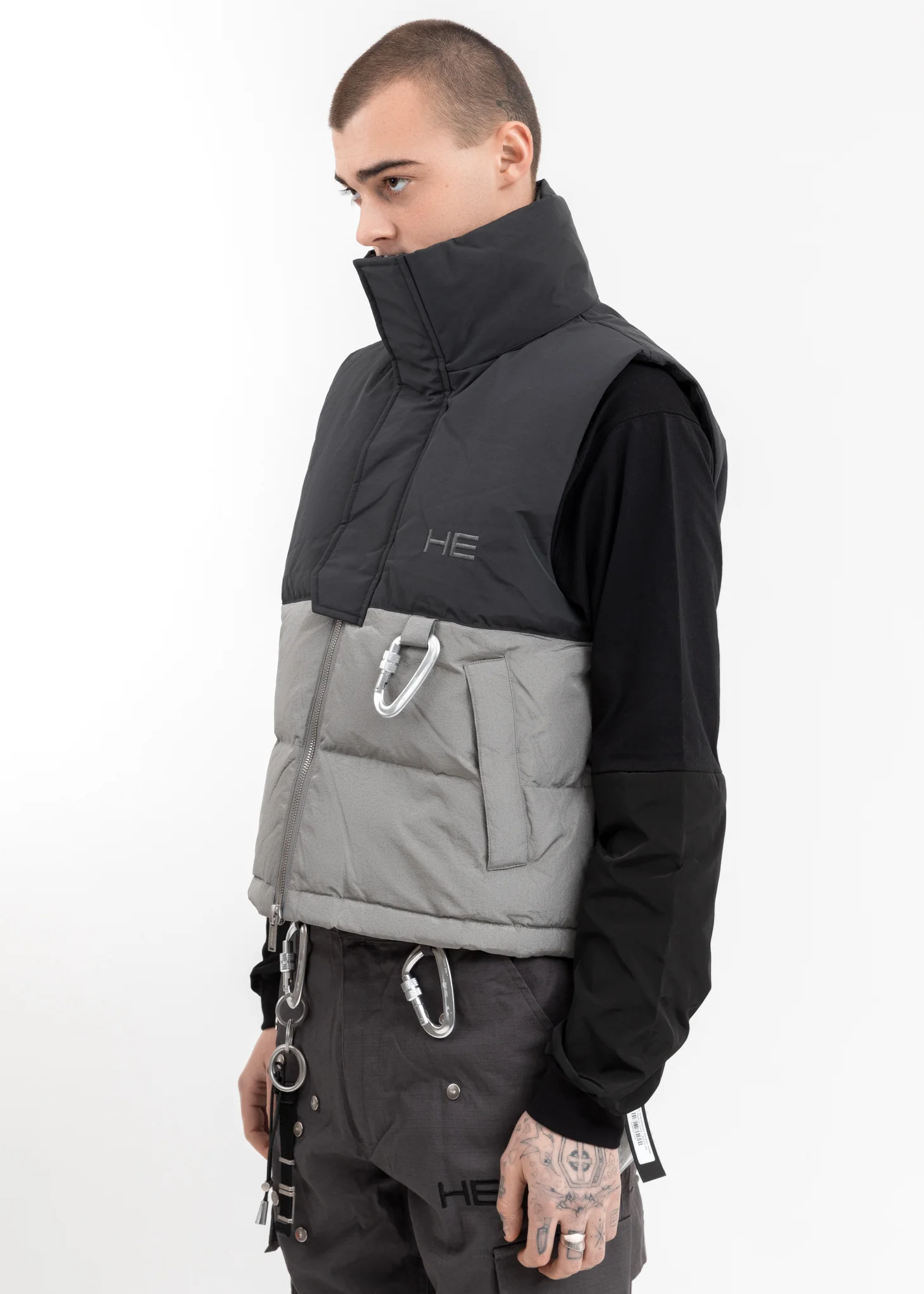 Grey Carabiner Down Vest - Image 3