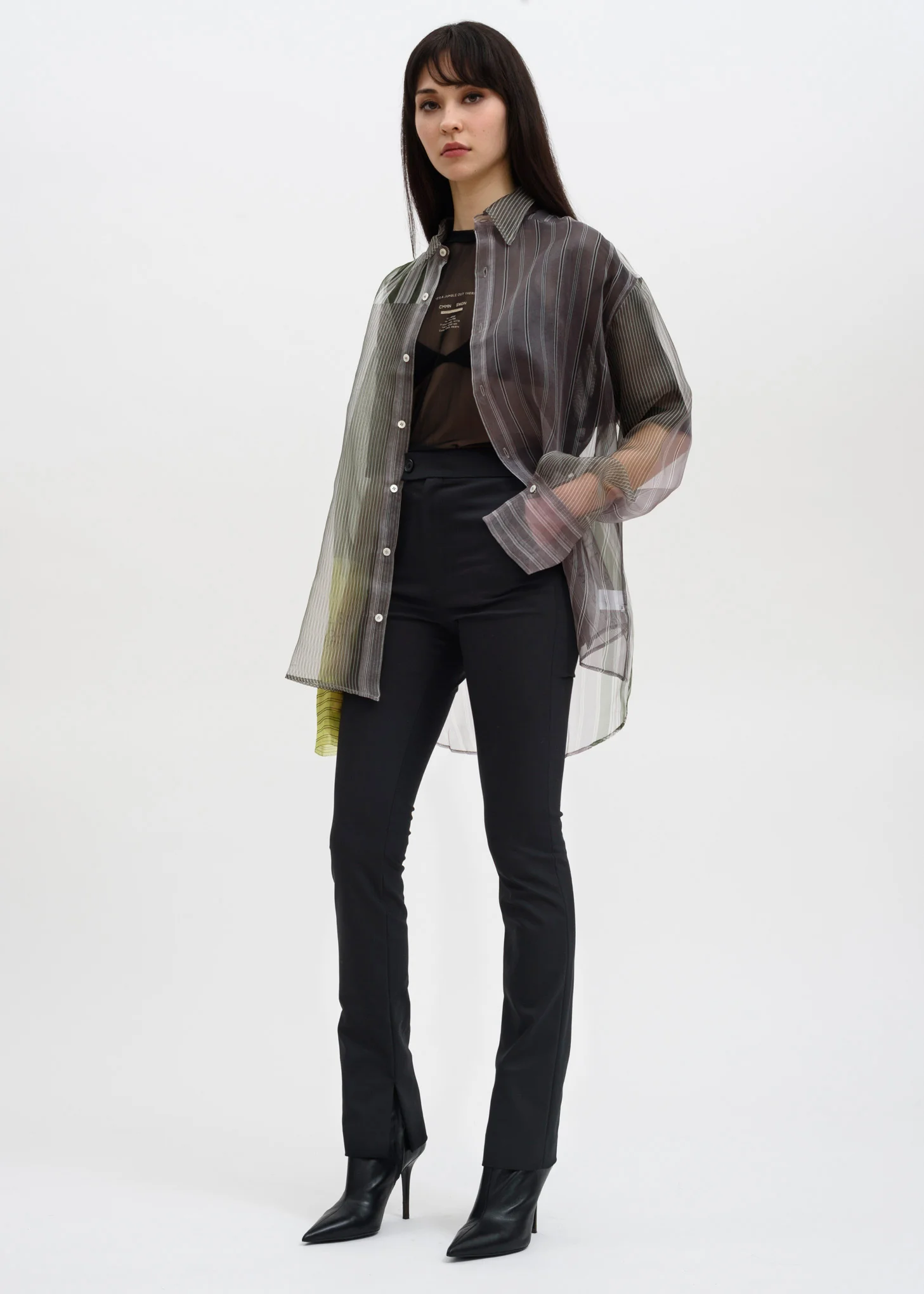 Grey Cecil Strike Off Silk Shirt - Image 6