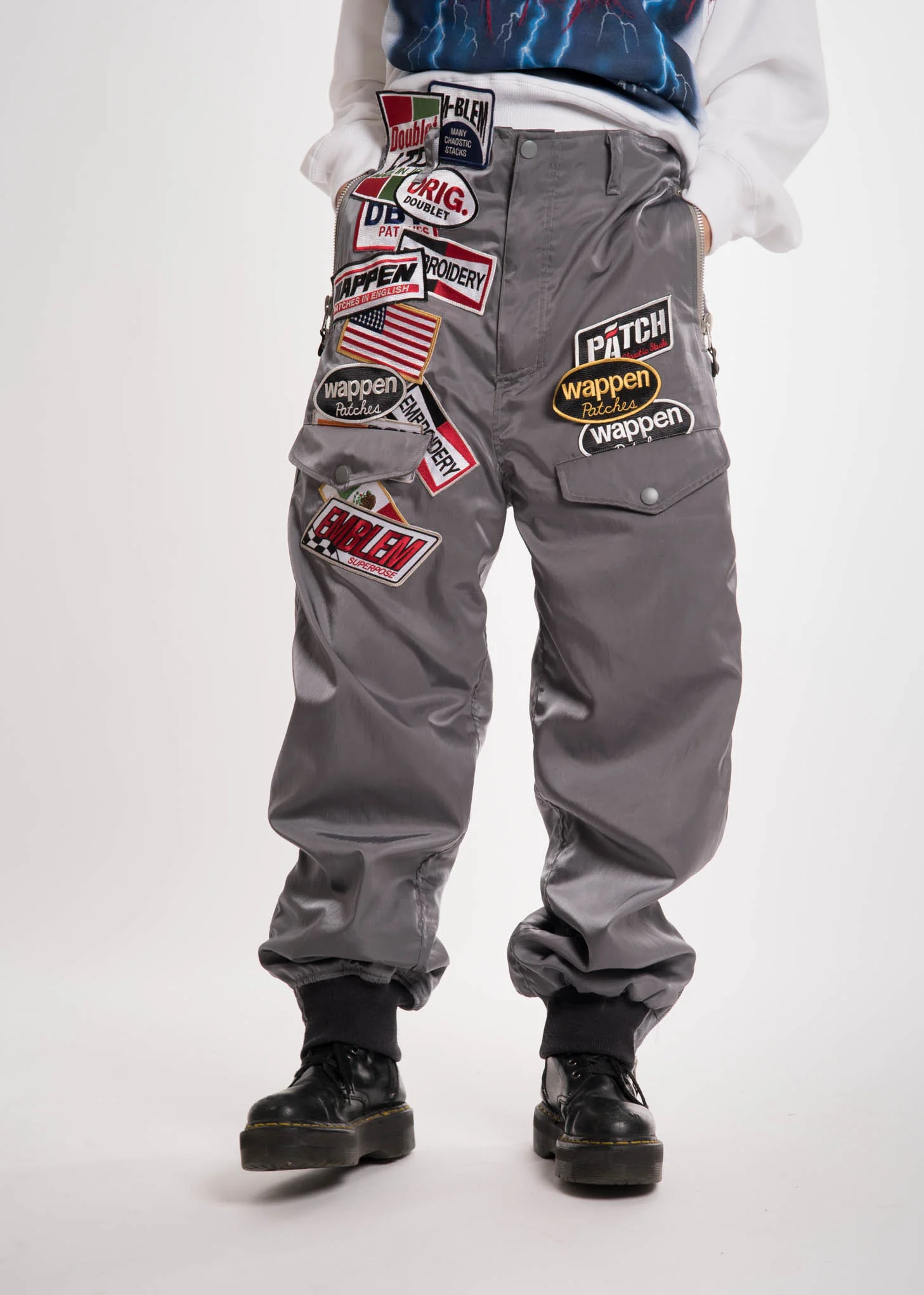 Grey Chaos Patches Nylon Pant