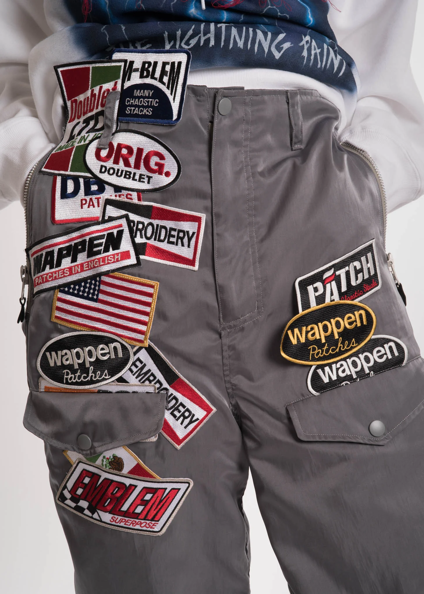 Grey Chaos Patches Nylon Pant - Image 5