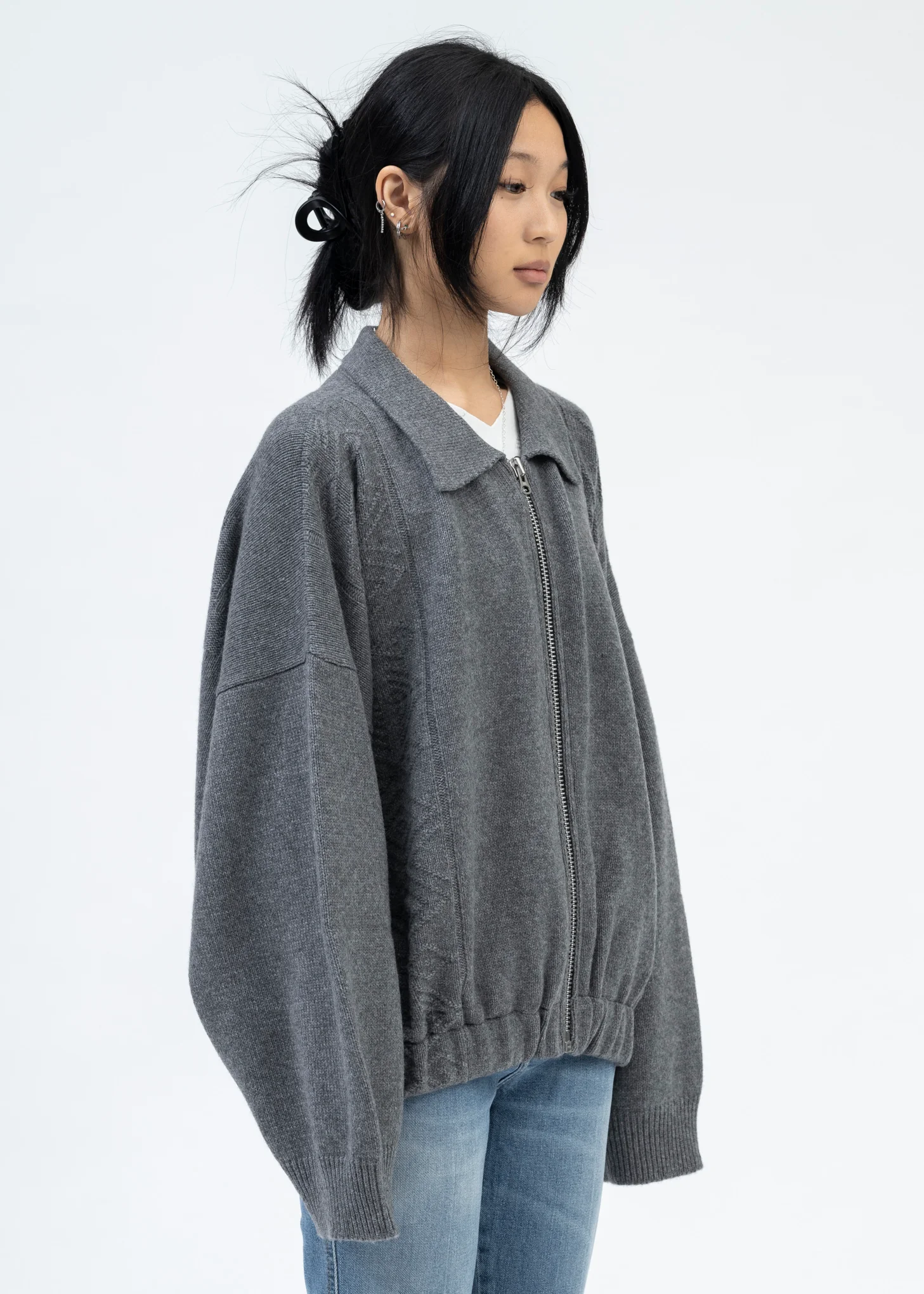 GREY CHIC KNITTED JACKET - Image 3