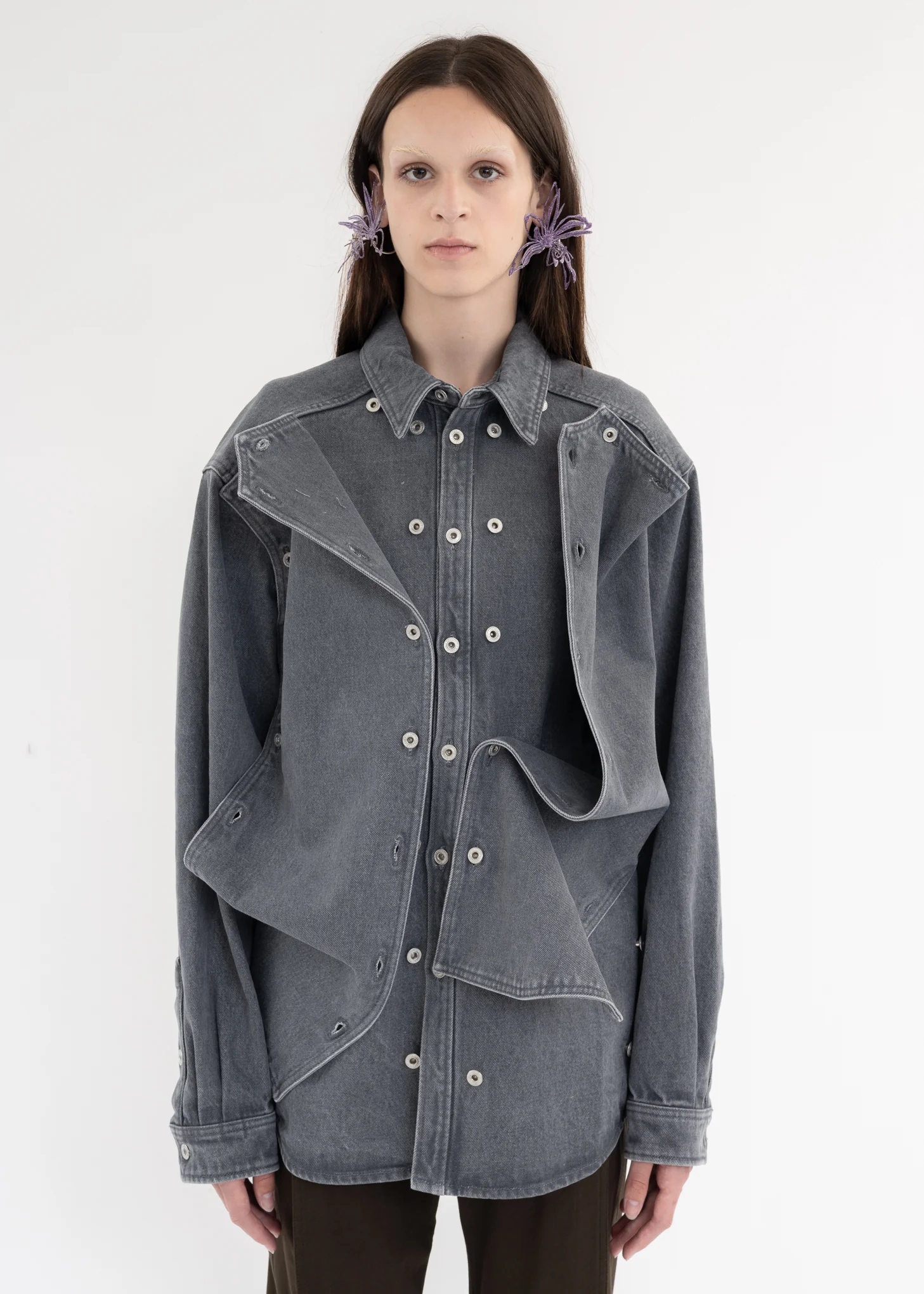VINTAGE BLACK EVERGREEN SNAP OFF DENIM SHIRT