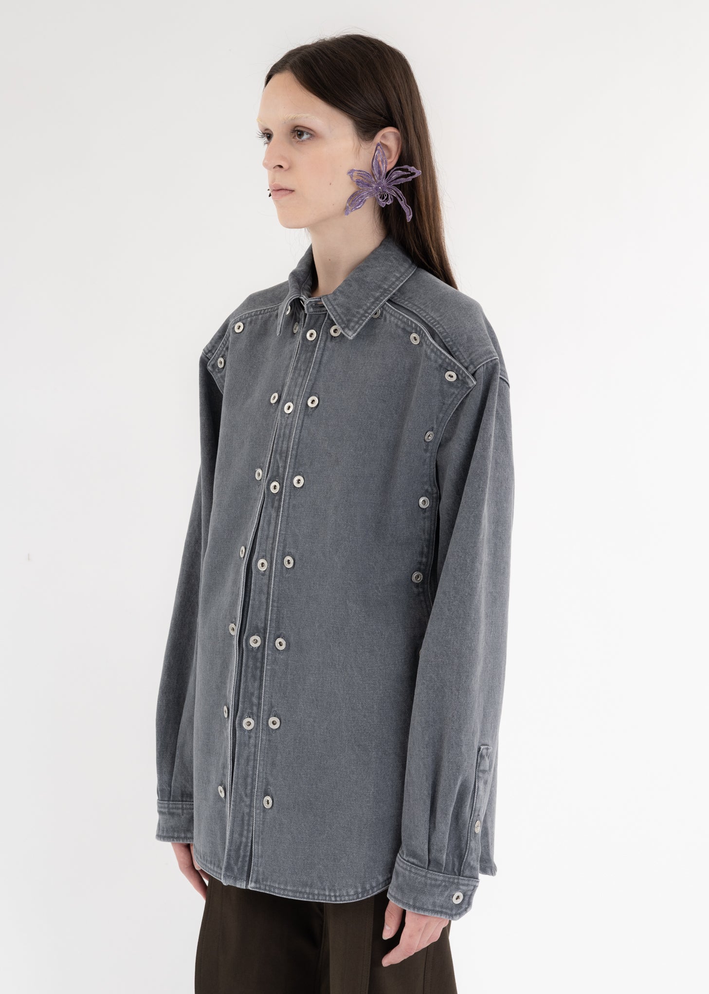 VINTAGE BLACK EVERGREEN SNAP OFF DENIM SHIRT - Image 3