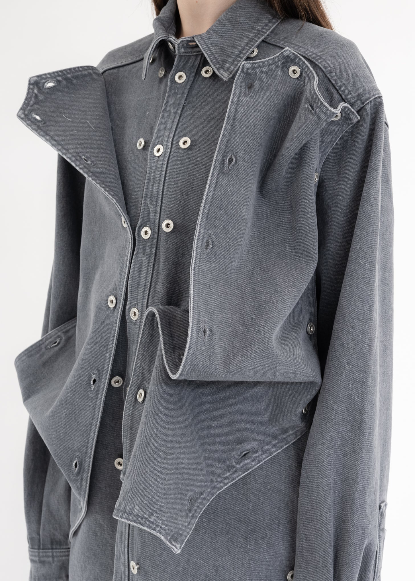 VINTAGE BLACK EVERGREEN SNAP OFF DENIM SHIRT - Image 5